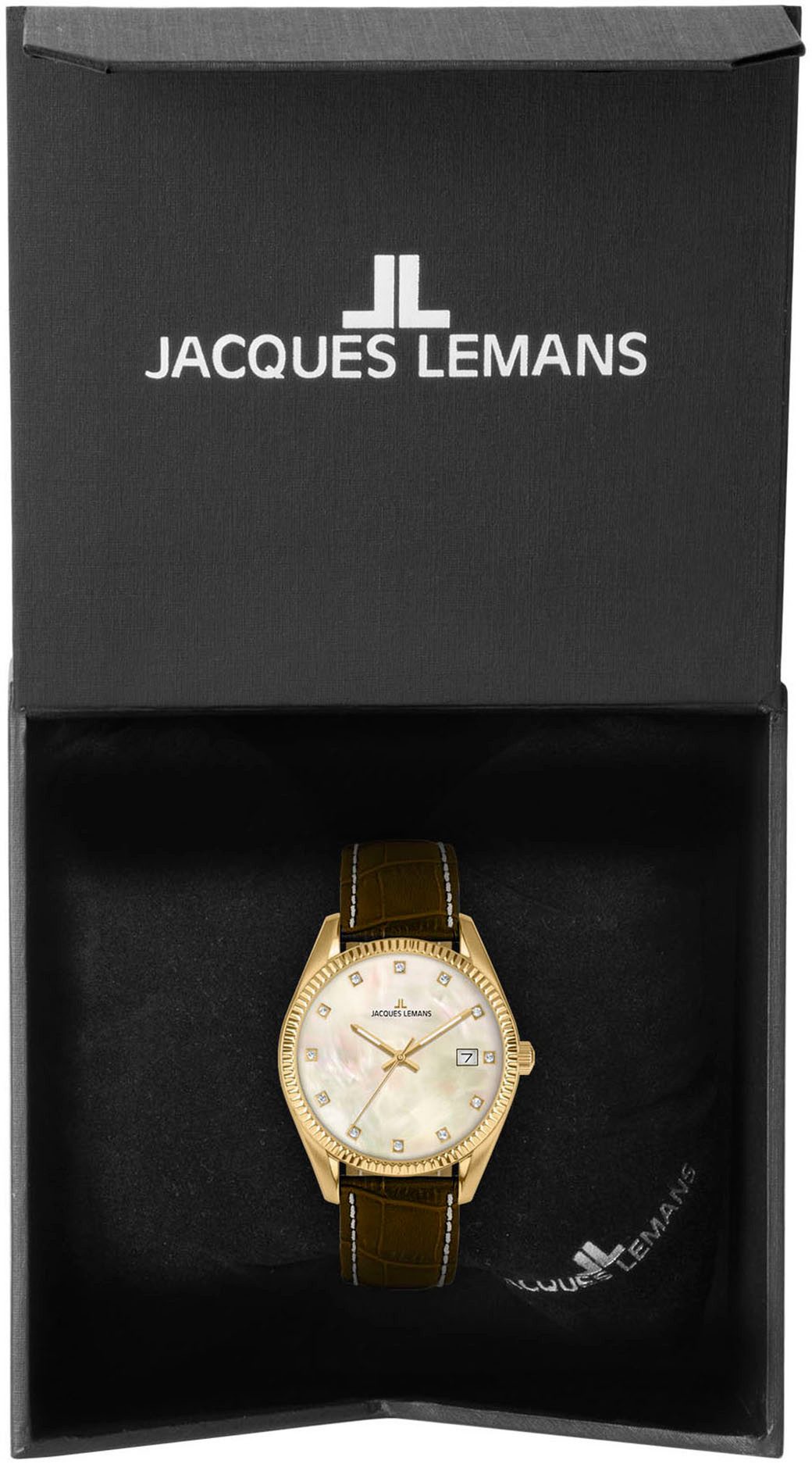 Jacques Lemans Quarzuhr Derby 50-4Y, Armbanduhr, Damenuhr, analog, Datum, L günstig online kaufen