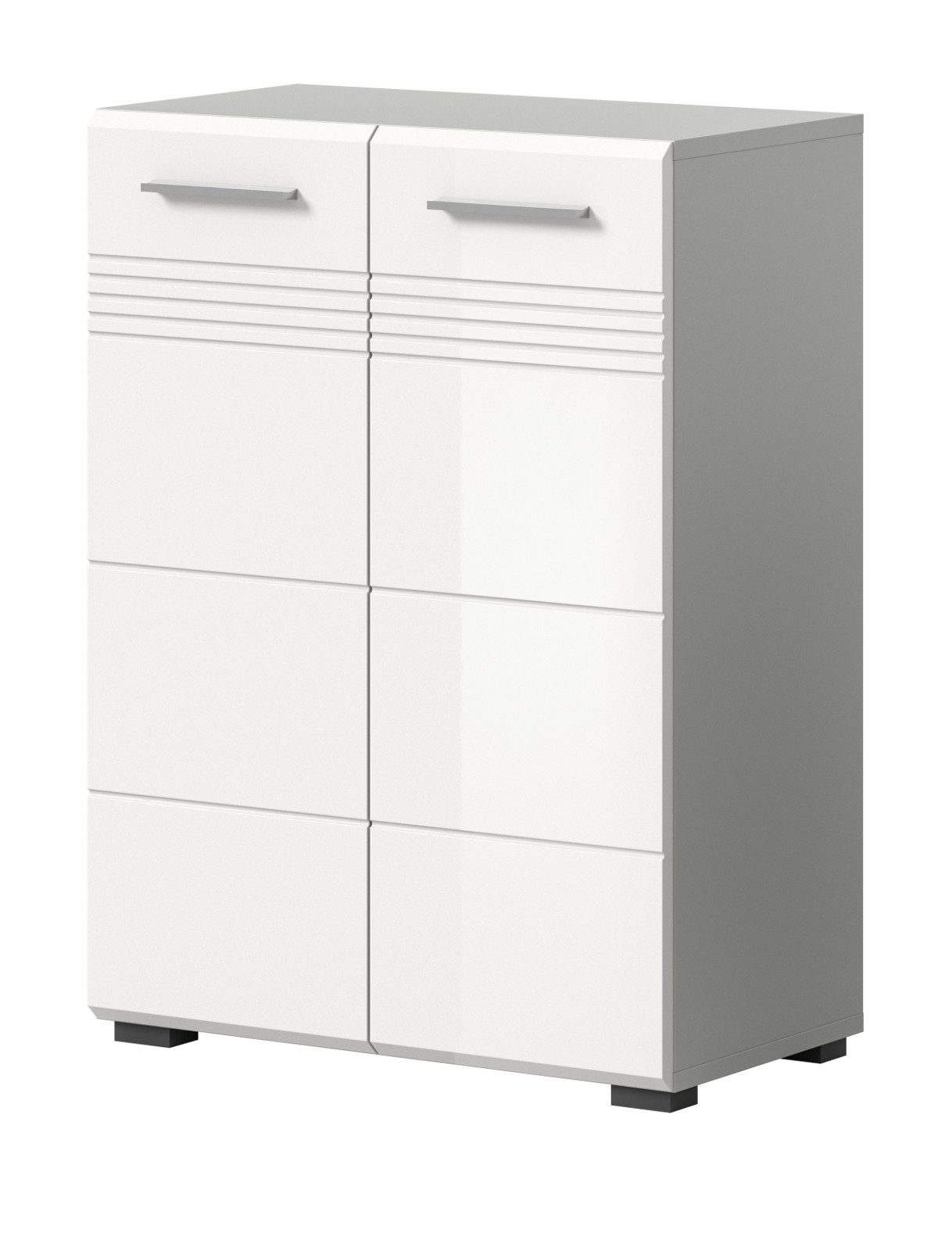 Inn.Furn Midischrank Carlo (in weiß Hochglanz und grau, 60 x 80 cm) mit Soft-Close