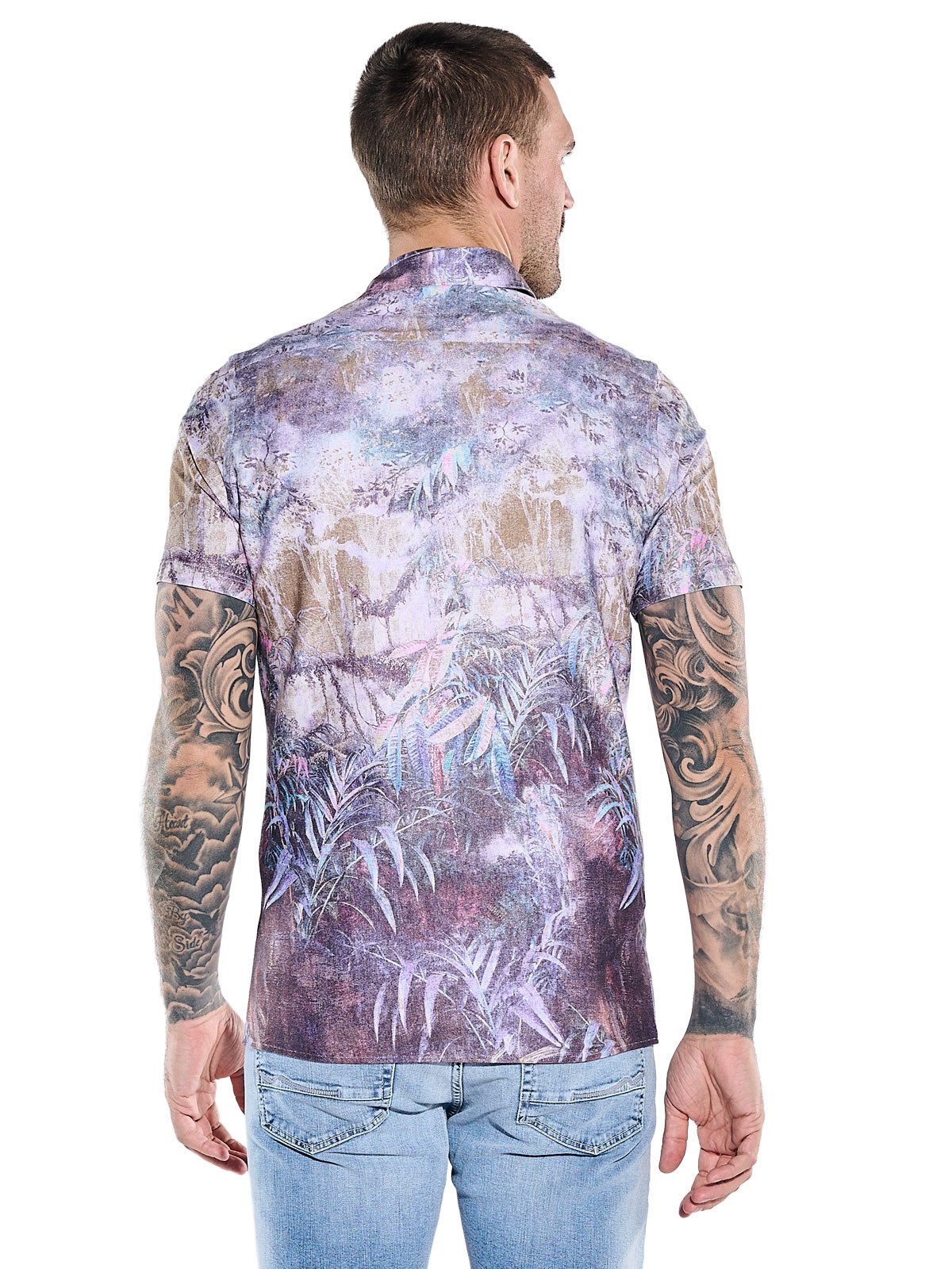 emilio adani Kurzarmhemd Herren Kurzarm-Hemd mit Tropical-Print, Mehrfarbig