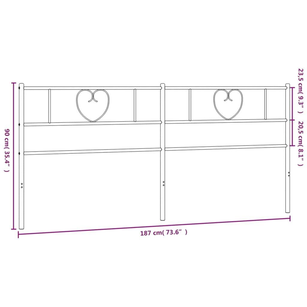 180 cm, (1 Kopfteil vidaXL St) Metall Kopfteil Schwarz