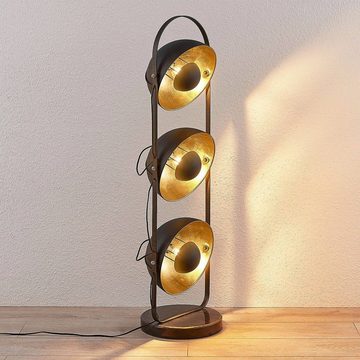 Lindby Stehlampe Muriel, Leuchtmittel nicht inklusive, Modern, Metall, Schwarz, gold, 3 flammig, E27, Stehleuchte