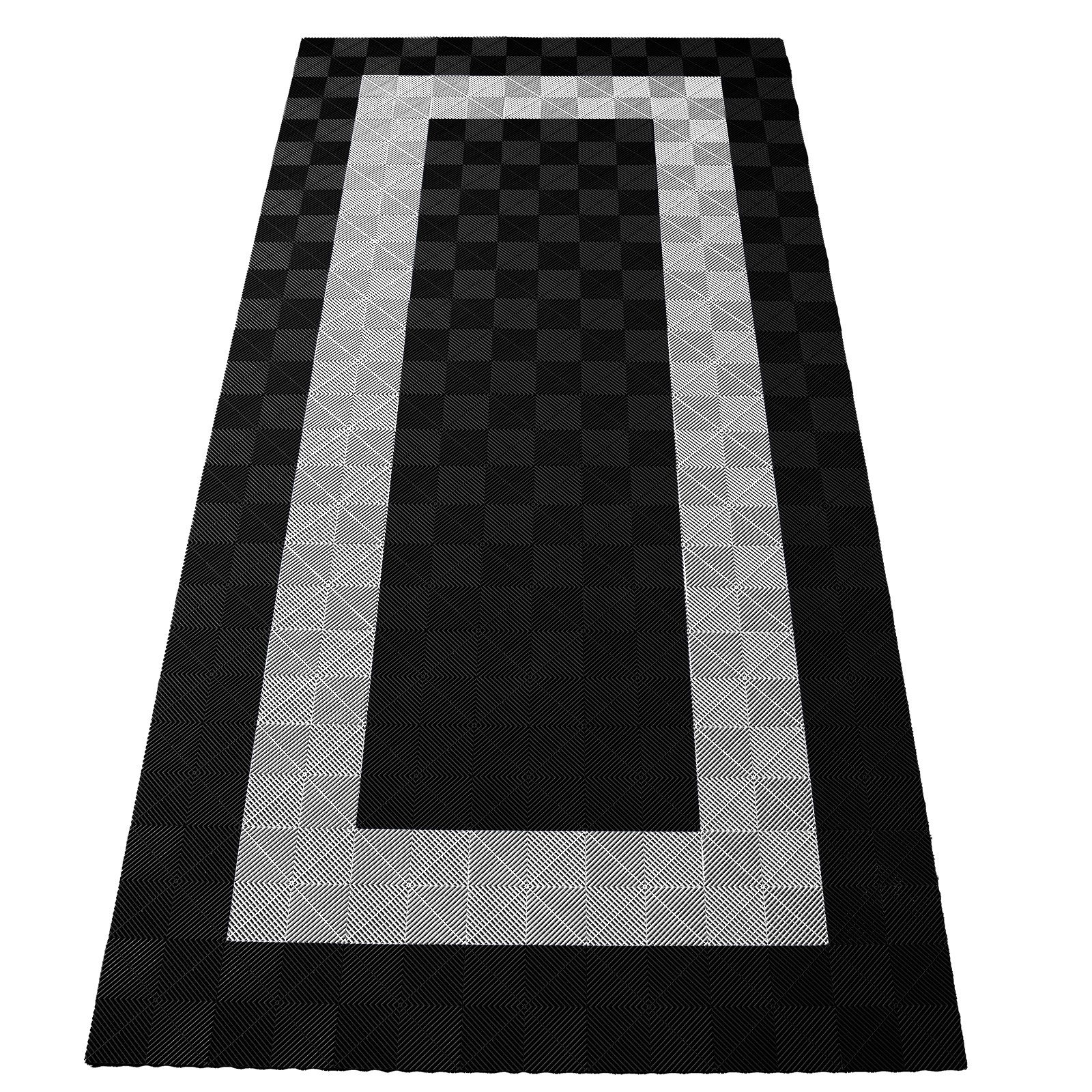 Tenzo-R Bodenfliese Performance Garagenboden Floor 2,8mx5,6m Schwarz Weiss Set3, schwarz/weiß