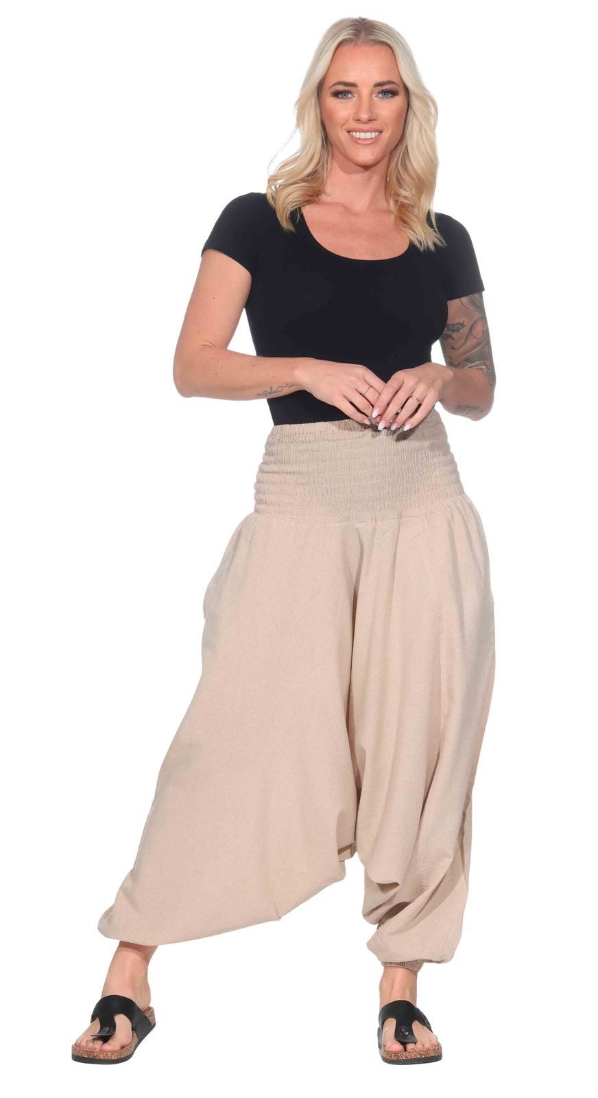 KUNST UND MAGIE Haremshose Unisex Orientalische Haremshose Pluderhose Pumphose Einheitsgröße