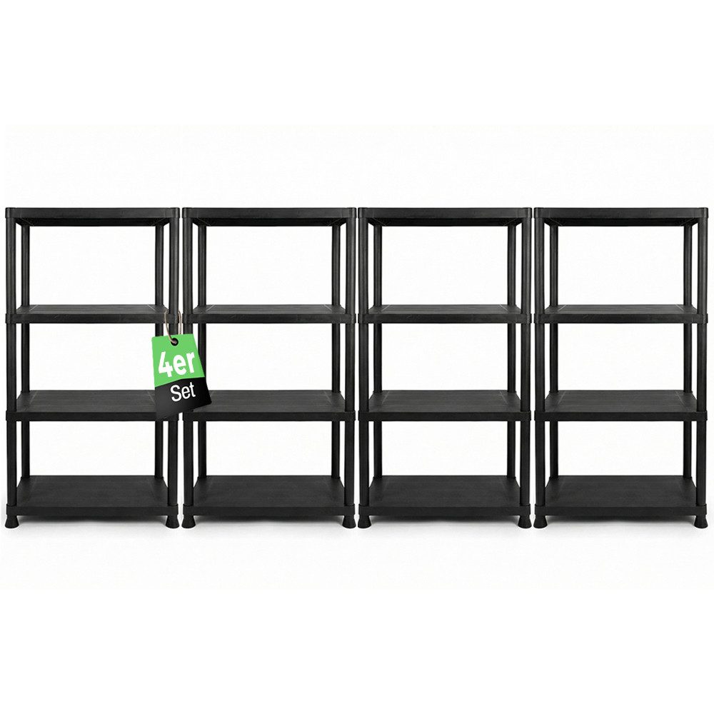 ONDIS24 Steckregal 4x Kunststoffregal, 60 x 30 x 131 (H) cm, 4 Böden, Schwerlastregal, bis zu 80 kg, Regal, Lagerregal - 4er Pack