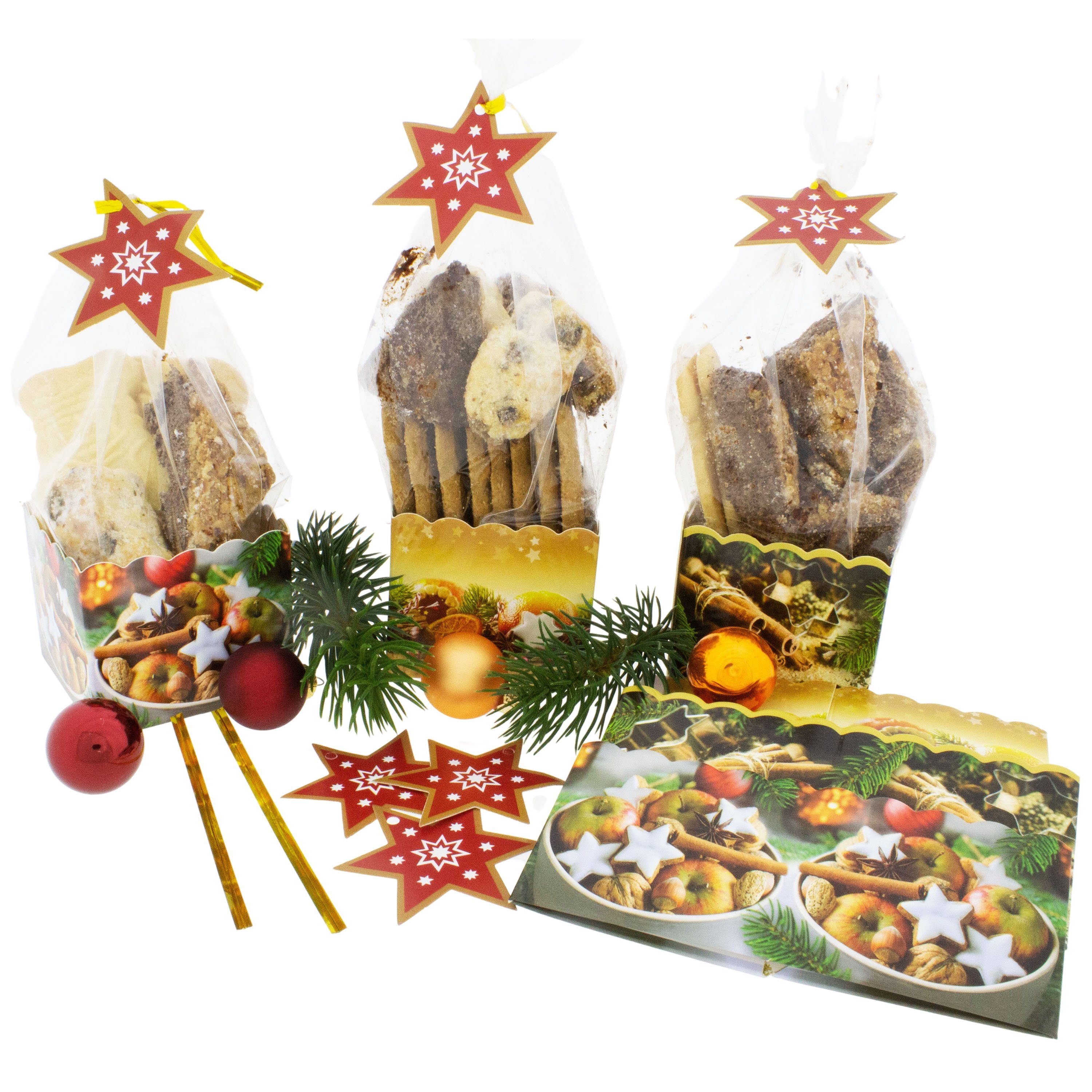Annastore Vorratsdose 30 x Gebäcktüten H 23 cm Bodenbeutel für Plätzchen - Kekstüten, Pralinenverpackung, Plätzchenverpackung, Konfekttüten