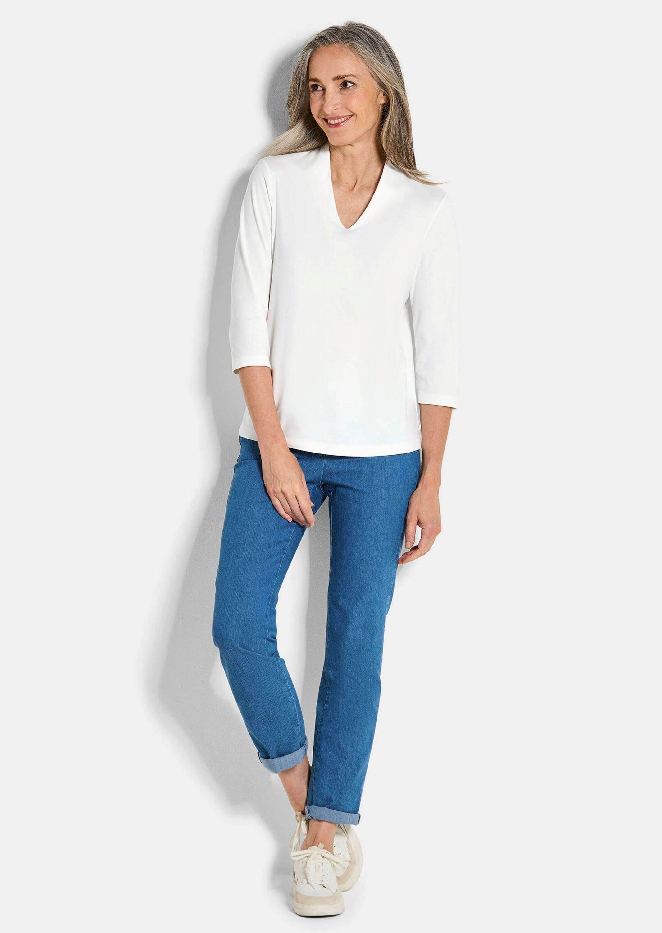 GOLDNER Print-Shirt Elegantes Basic-Shirt mit V-Ausschnitt Zeitloses Halbar günstig online kaufen