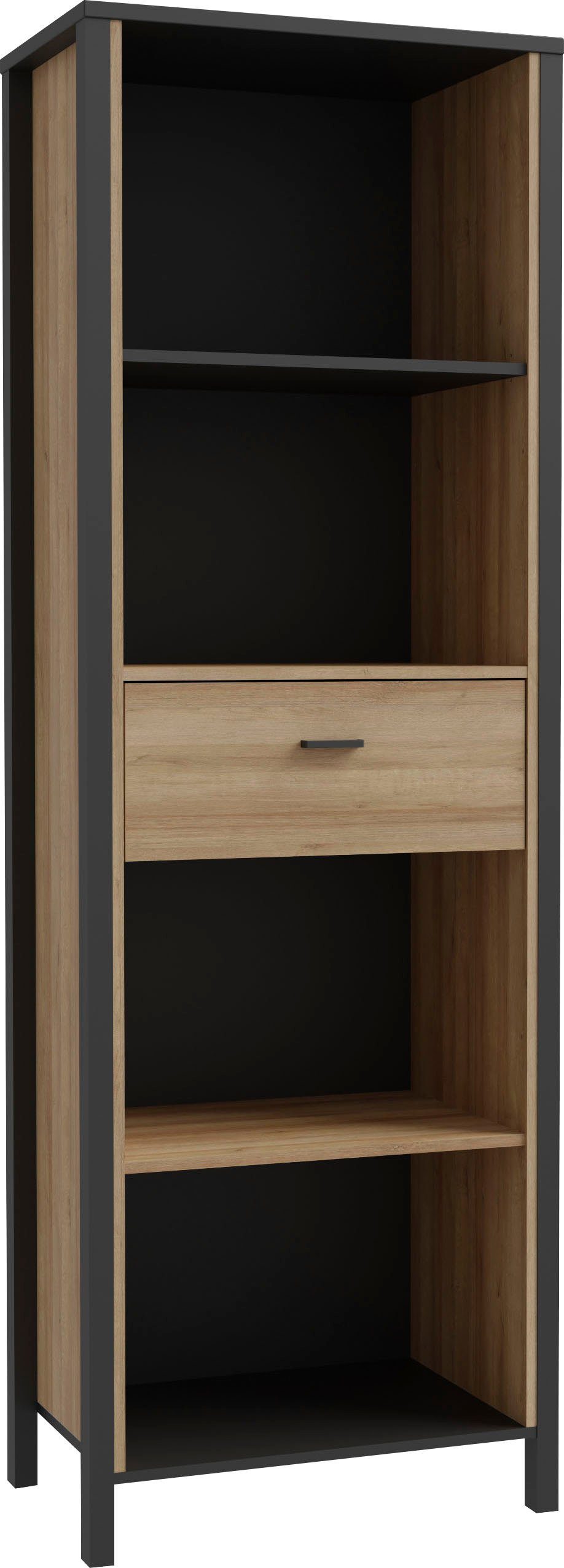 FORTE Aktenregal High Rock, mit Tür, 4 offene Fächer, Industrial-Stil, 65x194 cm