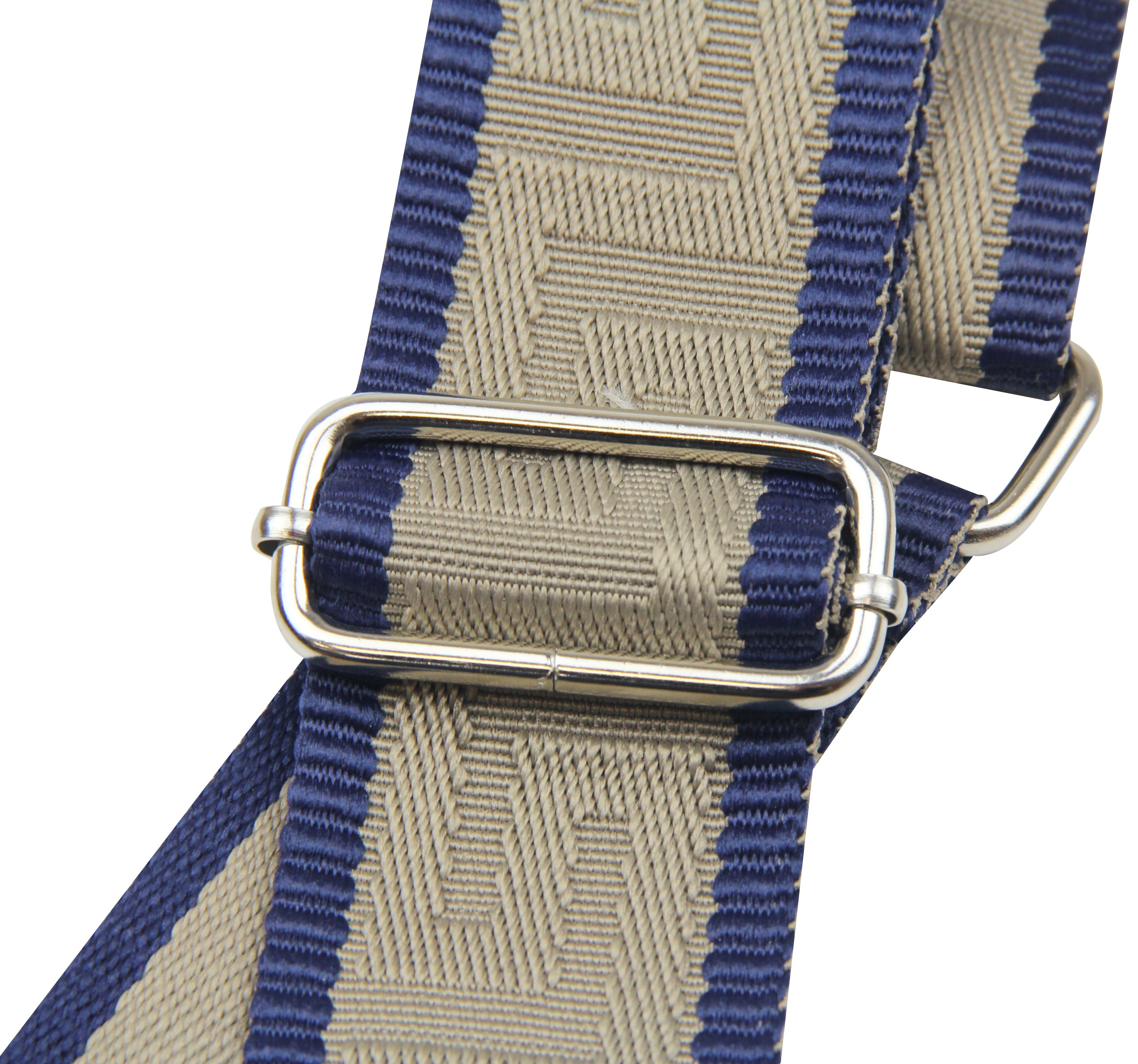 breiter MADE Frentree S ITALY, Schulterriemen verstellbarer Muster: Taschen, 5cm Beige IN Gurt, für Schultergurt Blau