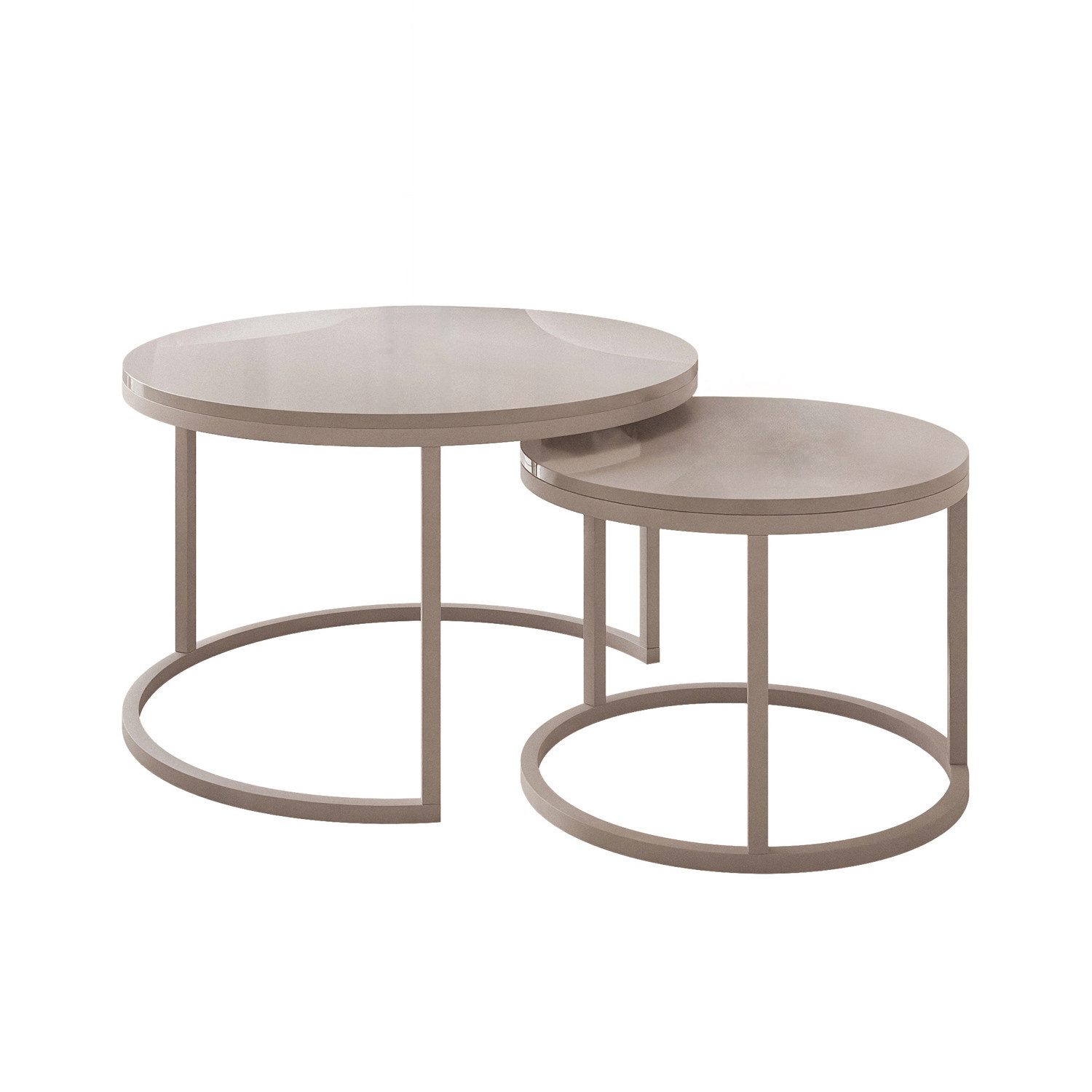 yourhouse24 Couchtisch Runder Inez 2in1, 50 & 70 cm, Kaschmir & Hochglanz (Set 2 in 1), Couchtisch mit hochglänzender Tischplatte – Bild 2 von 4