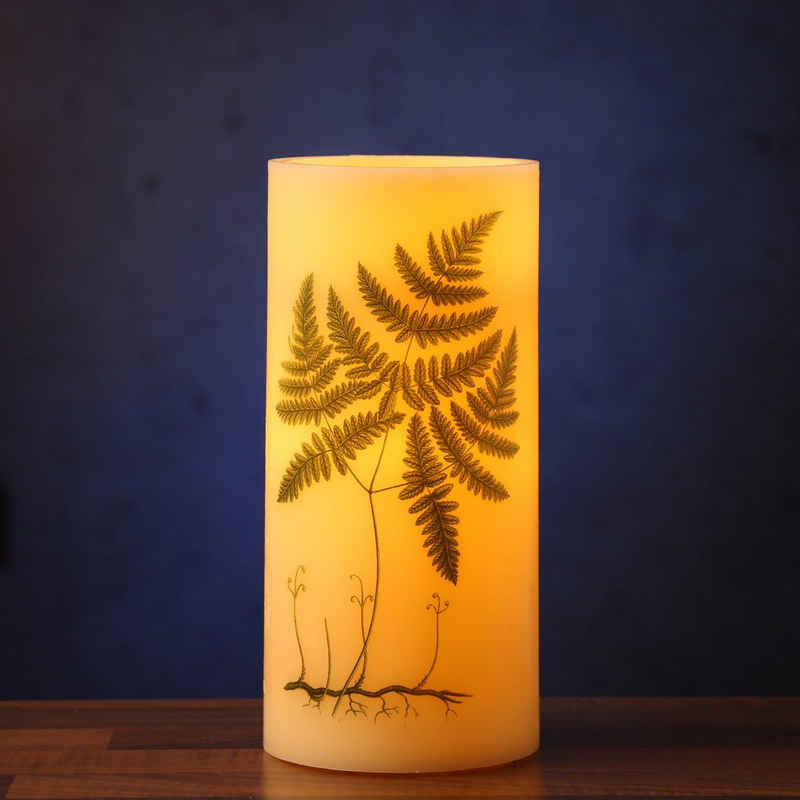 MARELIDA LED-Kerze XXL LED Kerze Farndruck Echtwachs flackernd H:25cm für Innen weiß/grün