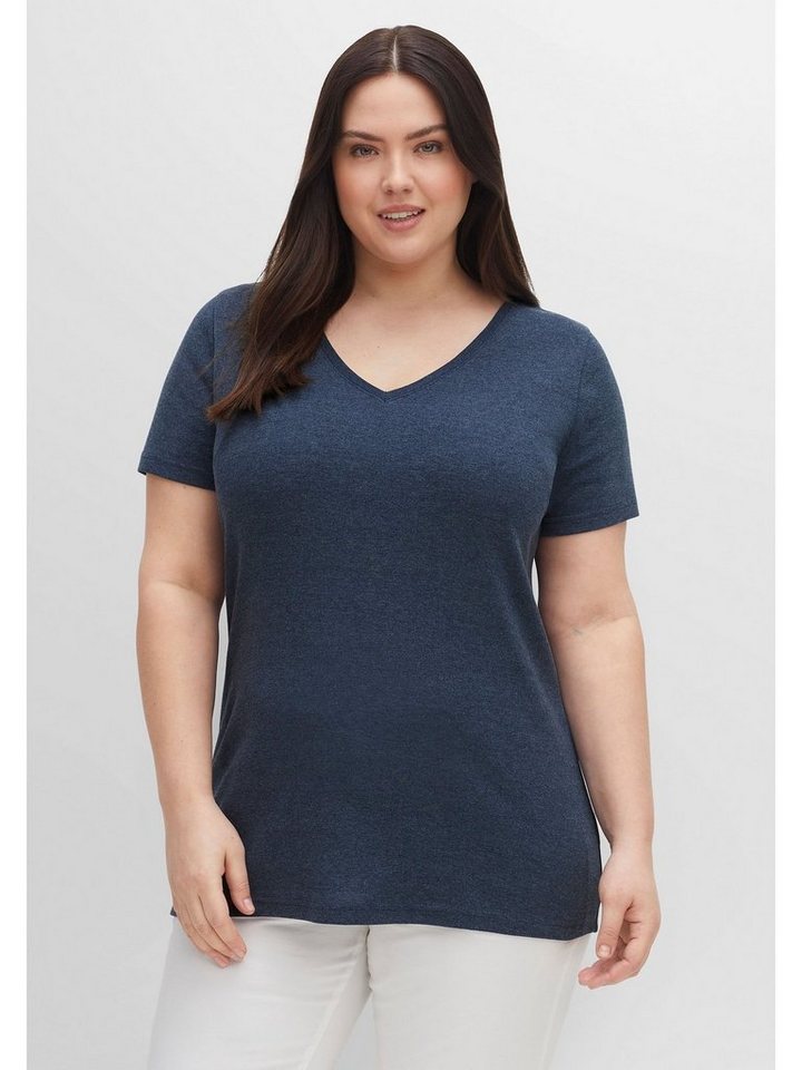 Sheego T-Shirt Große Größen im Doppelpack, mit V-Ausschnitt