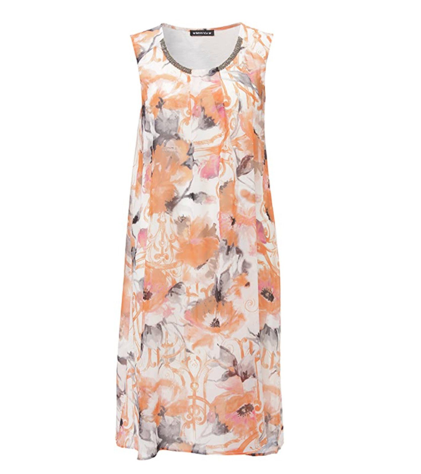 MISS VIA Sommerkleid »MISS VIA Sommer-Kleid farbenfrohes Damen Blumenmuster- Kleid Midi-Kleid Orange« online kaufen | OTTO