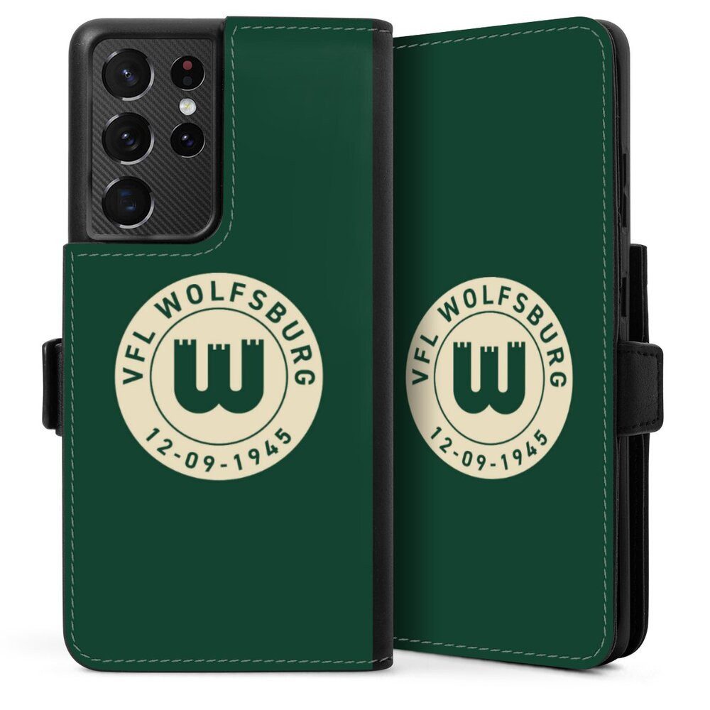 DeinDesign Handyhülle VfL Wolfsburg 80 Jahre Offizielles Lizenzprodukt, Samsung Galaxy S21 Ultra 5G Hülle Handy Flip Case Wallet Cover