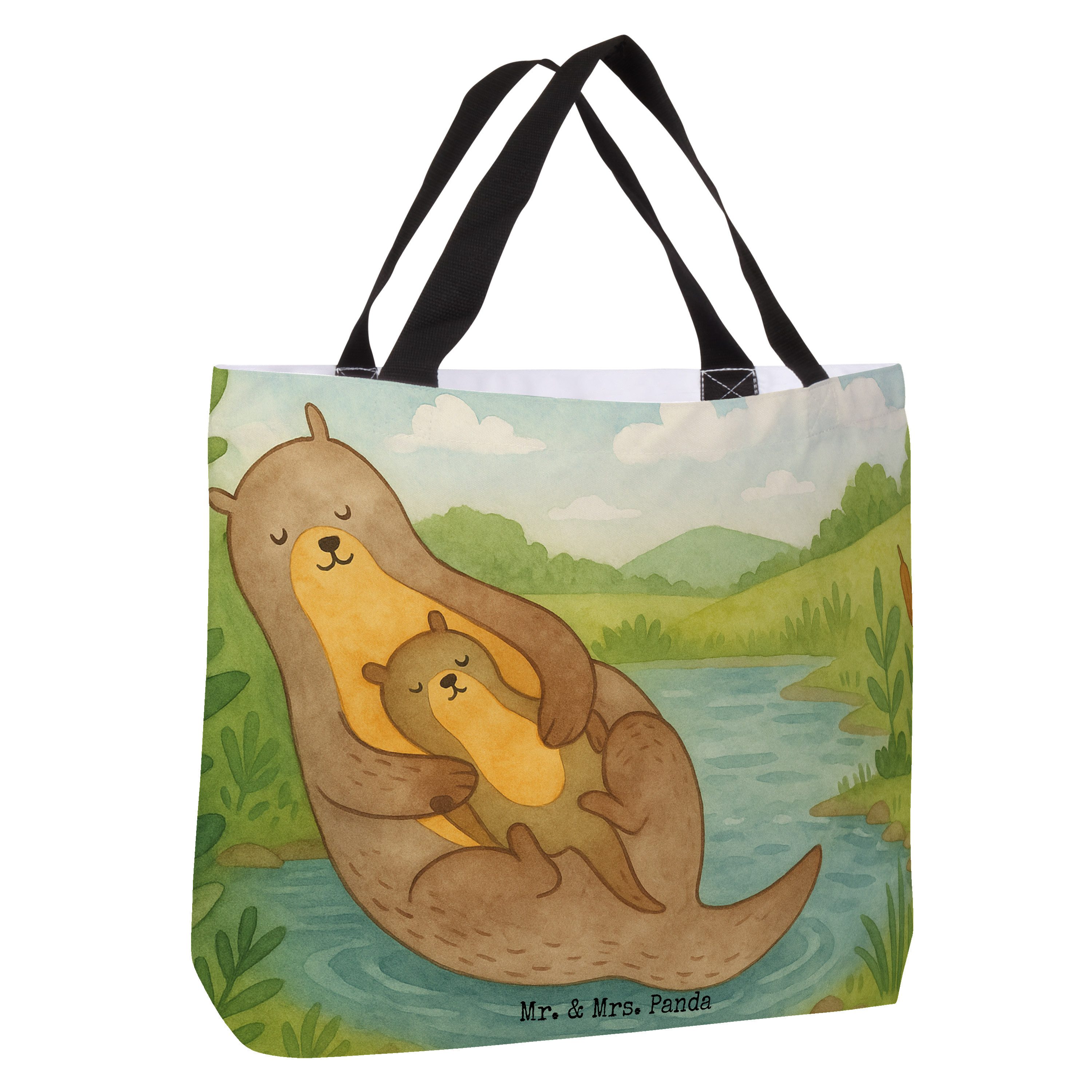 Mr. & Mrs. Panda Shopper Otter Kind Design, Strandtasche, Weiß, Tasche, Mutter, Laptoptasche, (Packung), Statement-Tasche Beutel Unitasche