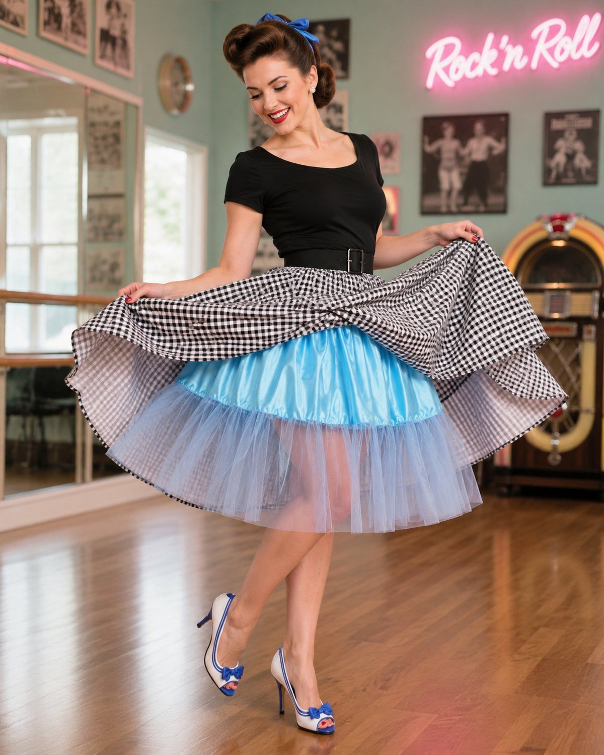 Das Kostümland Kostüm Petticoat Damen Tüllrock - Länge 60 cm, Rosa