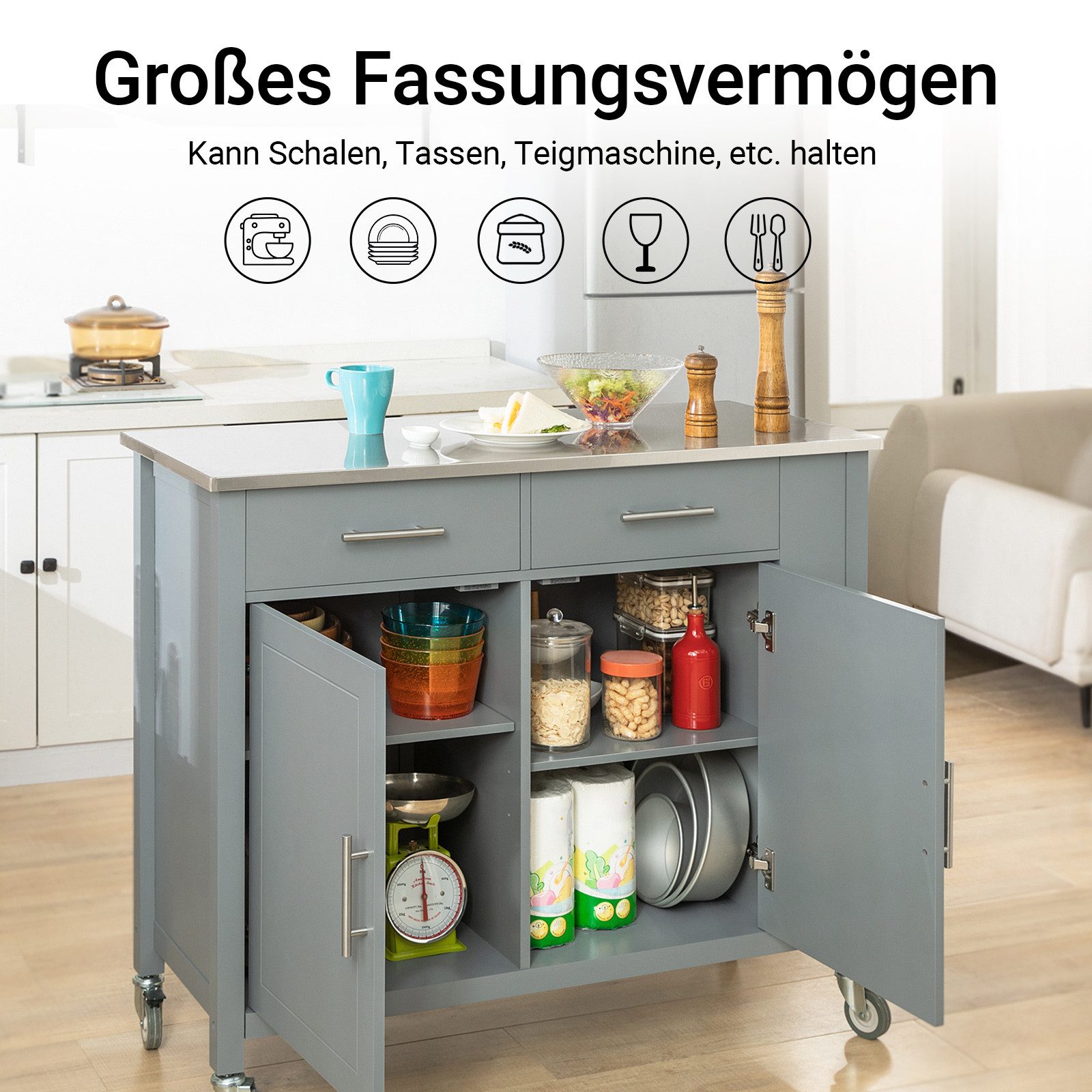 SoBuy Küchenwagen FKW108, Kücheninsel mit Arbeitsplatte, günstig online kaufen