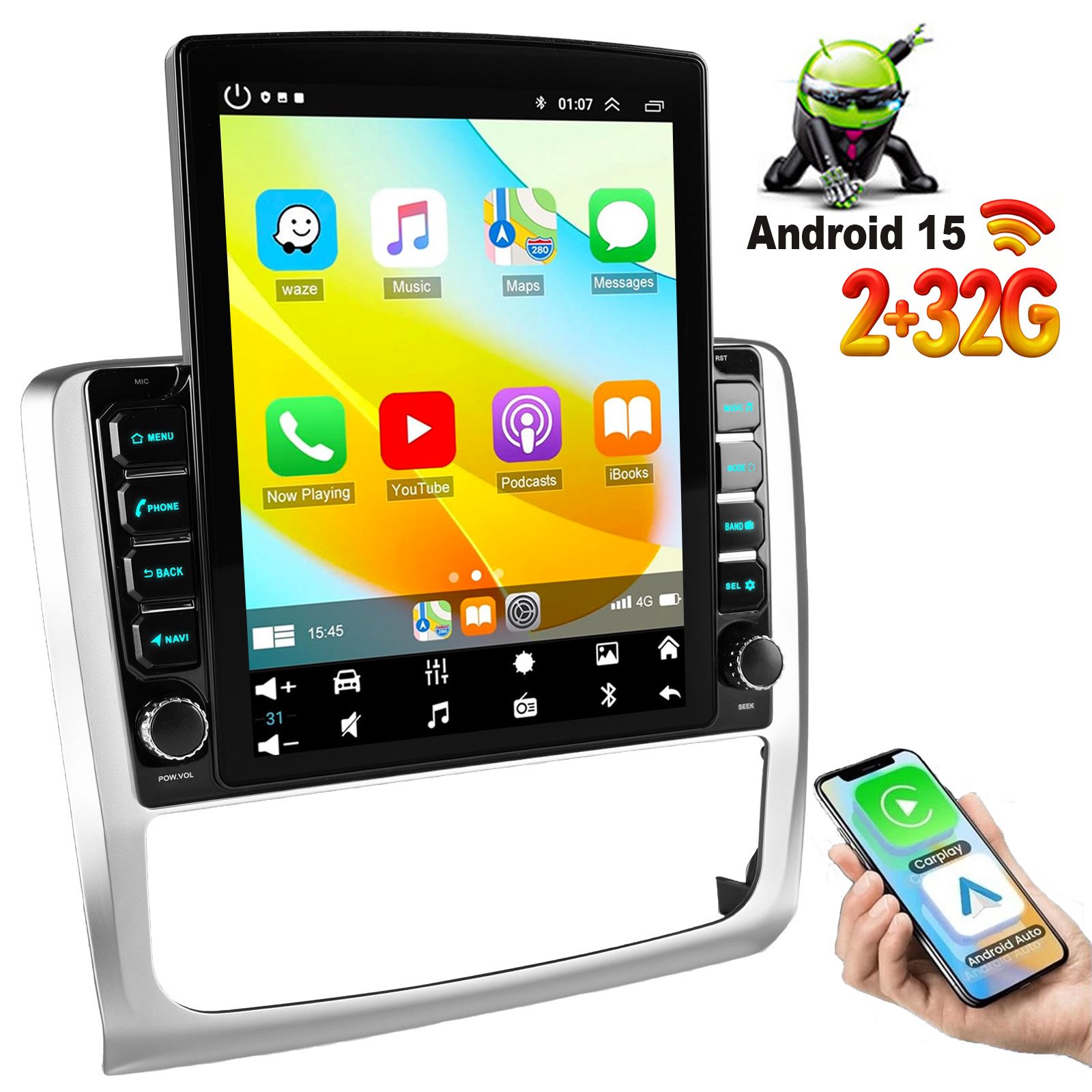 ESSGOO Autoradio 9.7" CarPlay Android 15 GPS Für Ford Focus MK2 MK II 2004-11 Autoradio (RDS, 4+64GB(optional), Digitalradio (DAB), FM, USB- und Type-C, SWC, Apple Carplay Android Auto GPS Navi WIFI BT EQ mit USB- und Type-C)