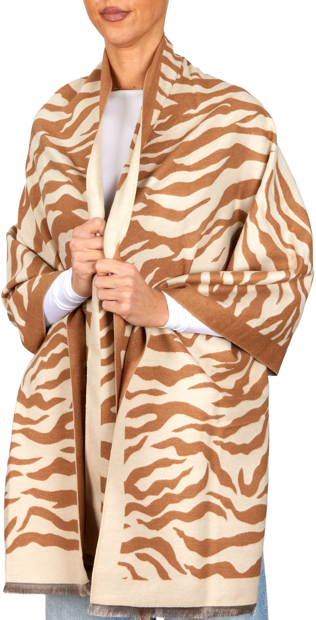 BRUBAKER Schal Cashmirillo Damenschal mit Zebra Muster - 70 x 200 cm - Warm günstig online kaufen