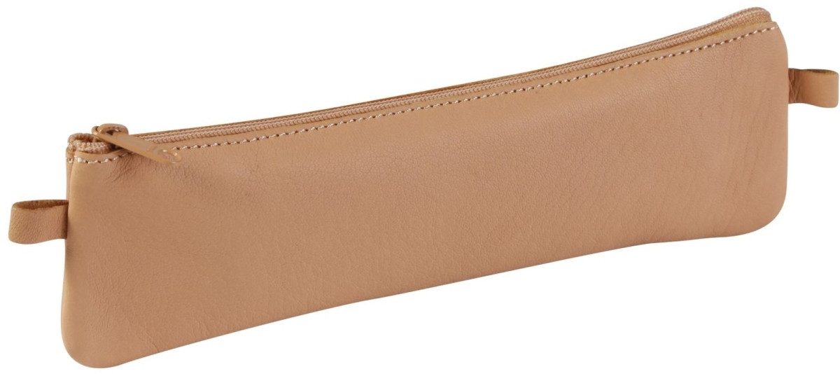 CLAIREFONTAINE Federtasche Schlampermäppchen Leder flach 22x6cm Naturton