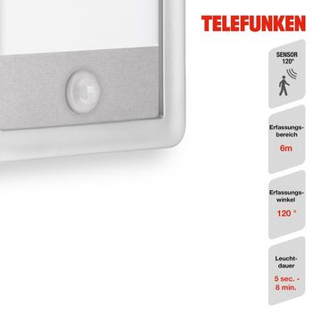 Telefunken LED Außen-Wandleuchte 313904TF, LED fest verbaut, Neutralweiß, Außenleuchte IP44 Bewegungsmelder 2000lm 28x15cm