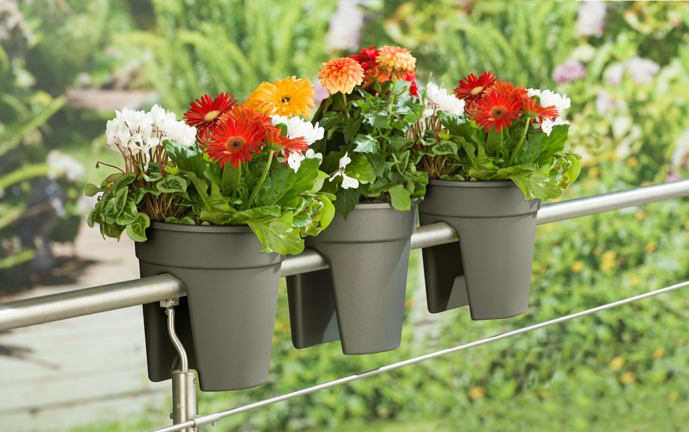 KHW Balkonkasten Flowerclip (Set, 3 St), ØxH: 27x27,5 cm