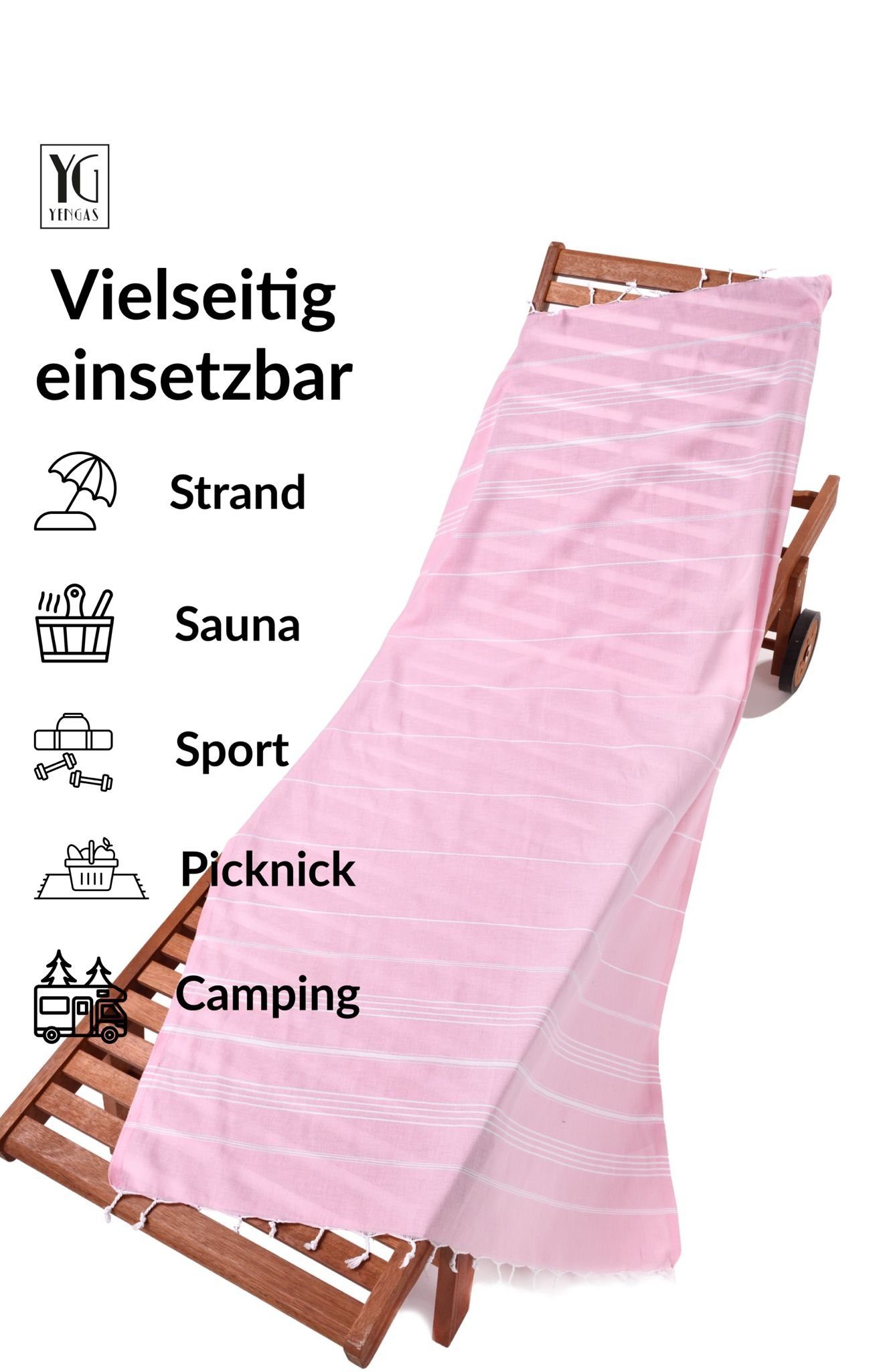 YENGAS Hamamtuch, Saunatuch, Strandtuch, Peshtemal, 95x175cm, günstig online kaufen