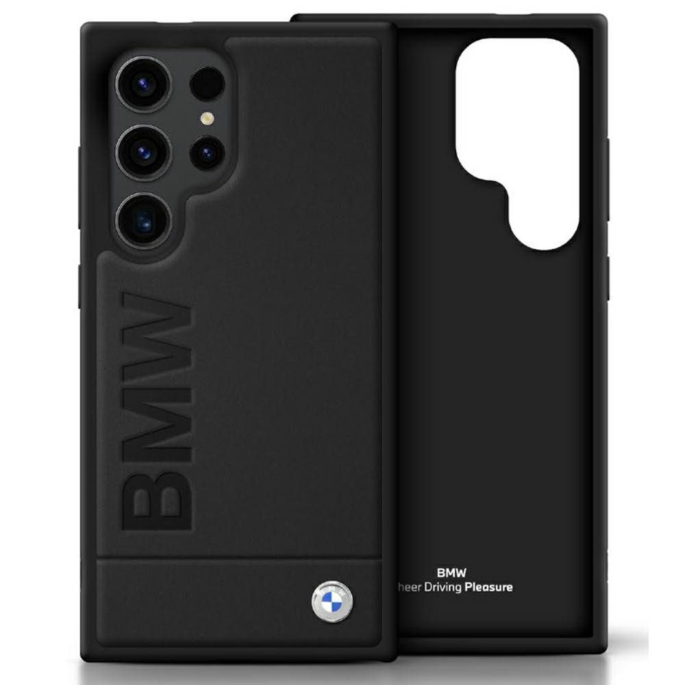 BMW Handyhülle Galaxy S25 Ultra Echtleder schwarz Logo Metall 6,9 Zoll, Kantenschutz