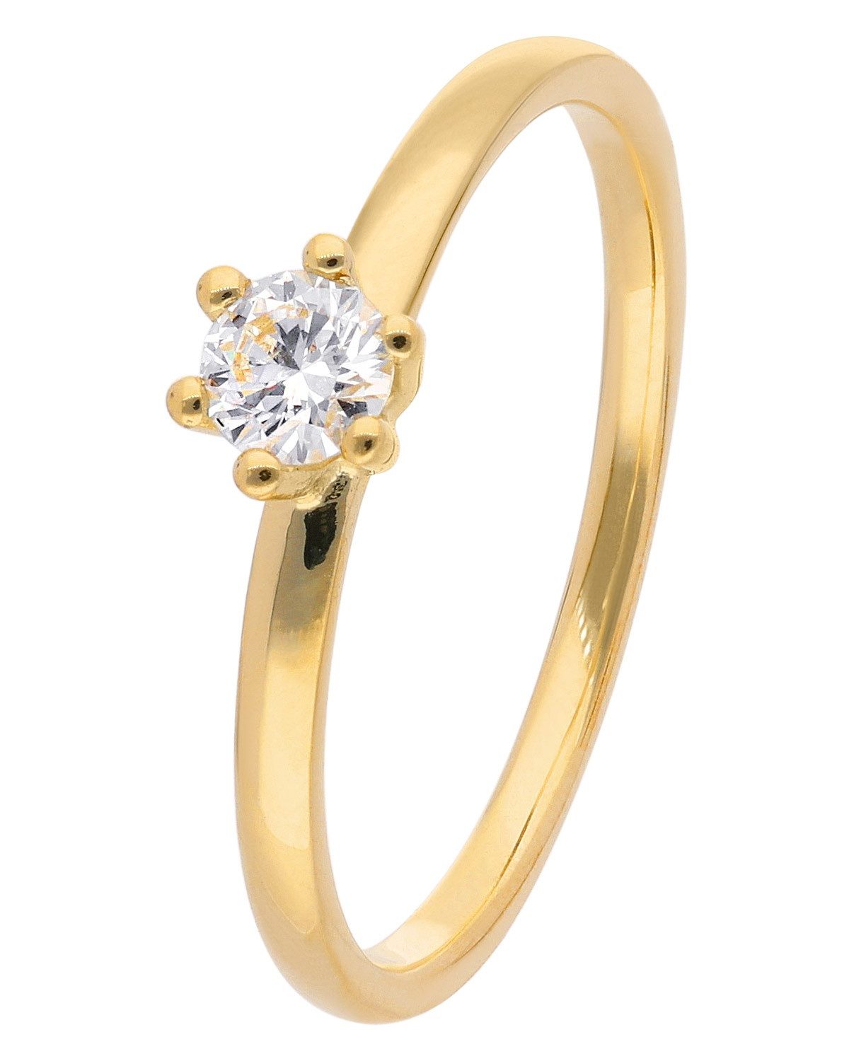 trendor Solitärring Diamantfür Frauen Gold 585/14K Brillant 0,21 ct
