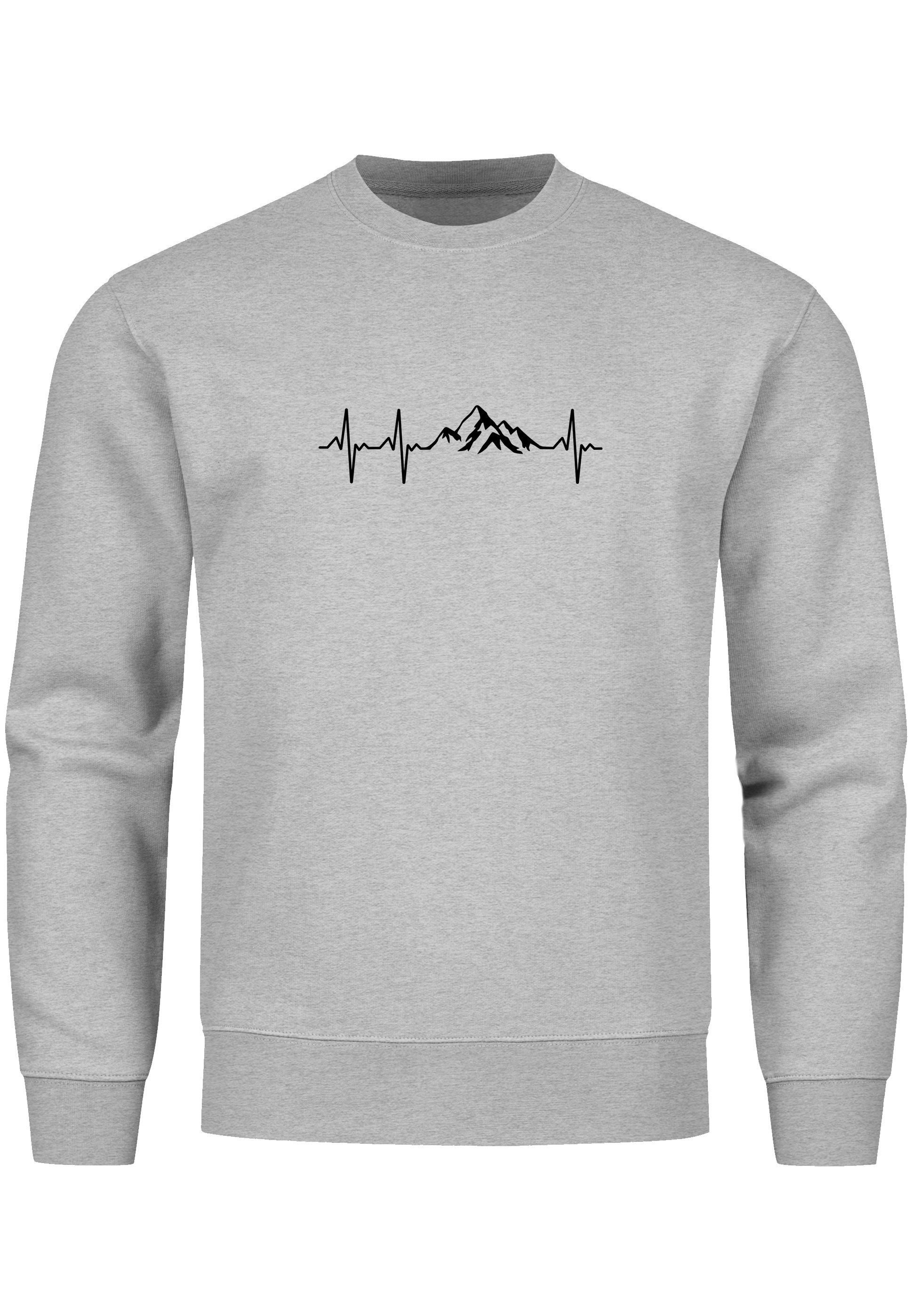 Sweatshirt Sweatshirt Herren Wandern Berge Herzschlag Outdoor Rundhals-Pullover