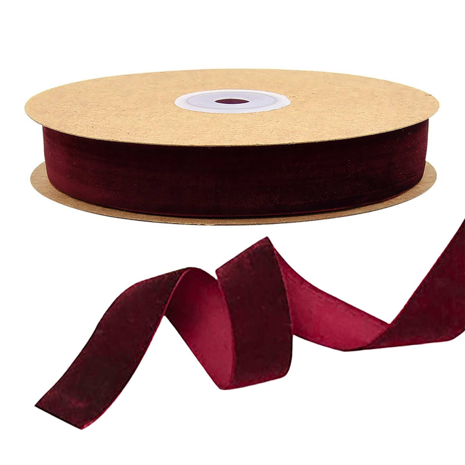 maDDma Samtband 10m Samtband 25mm breit Dekoband Zierband Stoffband Geschenkband, weinrot