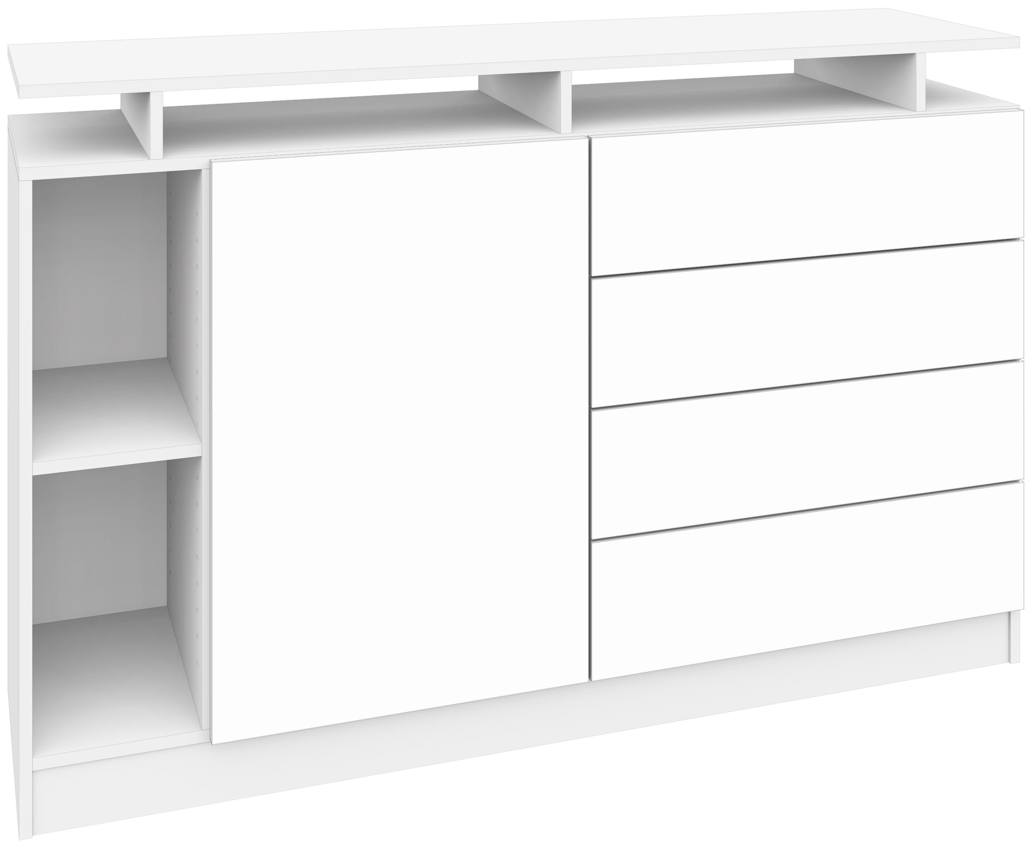 borchardt Möbel Weiß moderne matt Push-to-Open-Funktion Optik, Sideboard Weiß | Wallis, grifflose Hochglanz
