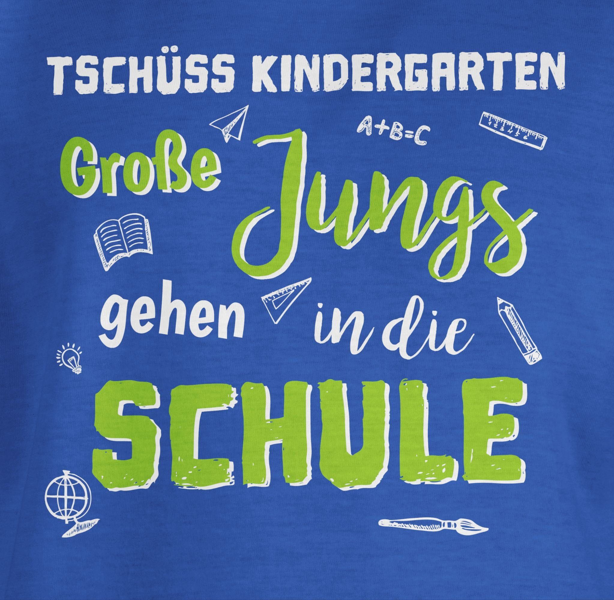 Junge T-Shirt Schulanfang in Tschüss 2 die Schule Einschulung Geschenke Royalblau Jungs Große Kindergarten gehen Shirtracer