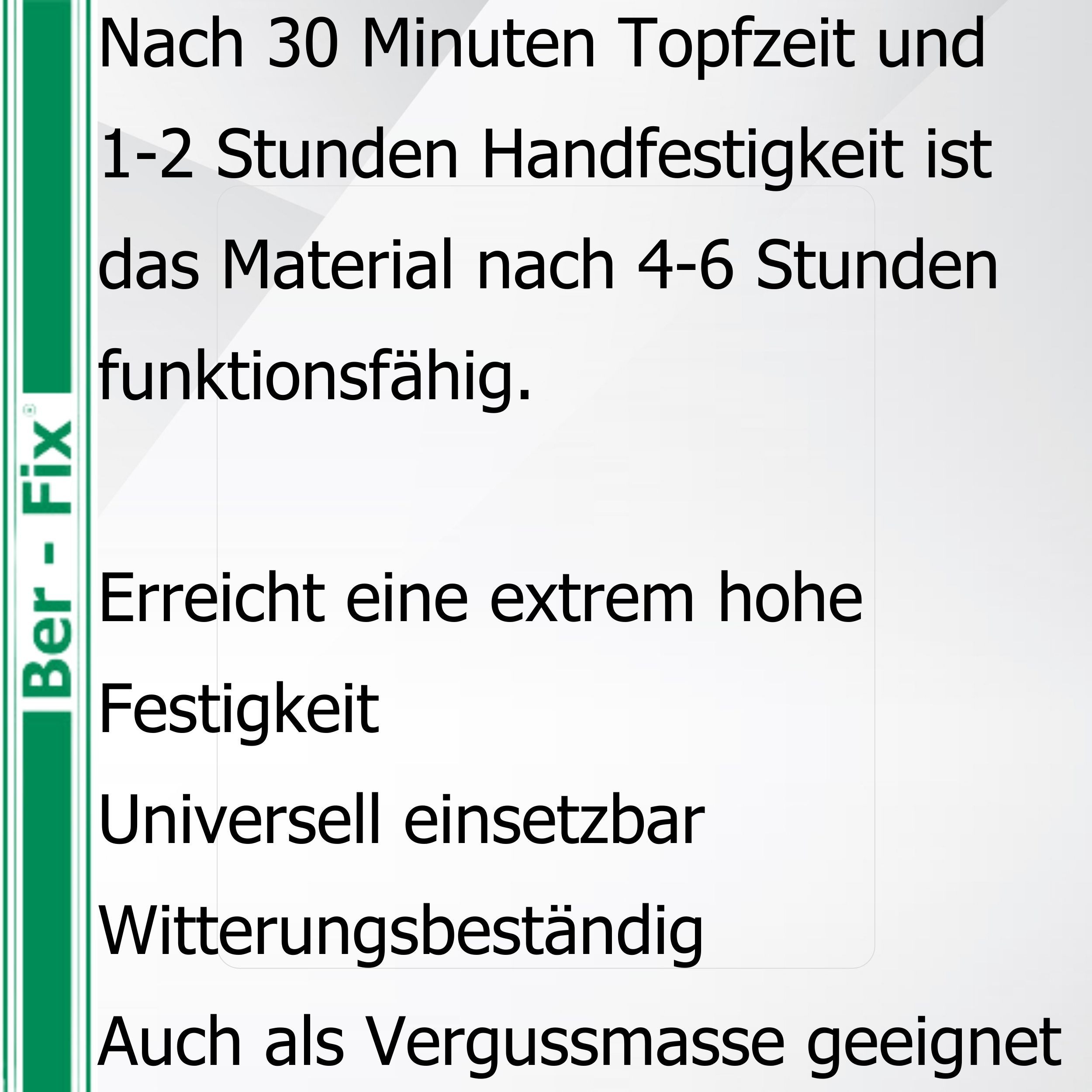 Ber-Fix 2-Komponentenkleber 2K Epoxykleber 30min 25g Spritze, (Set, 2-tlg), lange Verarbeitungszeit mechanisch bearbeitbar witterungsbeständig