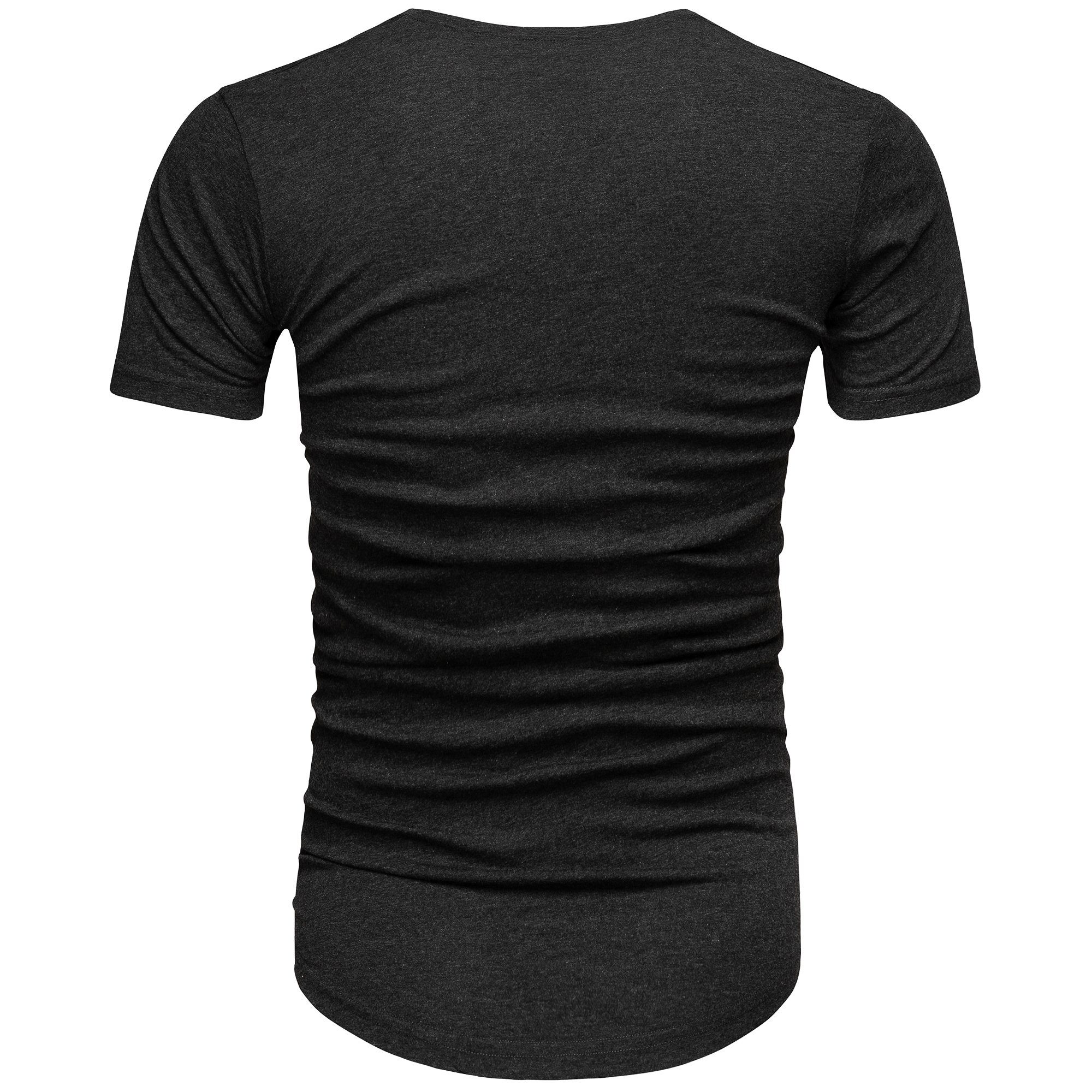 V-Ausschnitt Anthrazit Basic Vintage V-Ausschnitt Oversize Basic Amaci&Sons Herren Oversize mit T-Shirt Shirt BELLEVUE V-Neck T-Shirt
