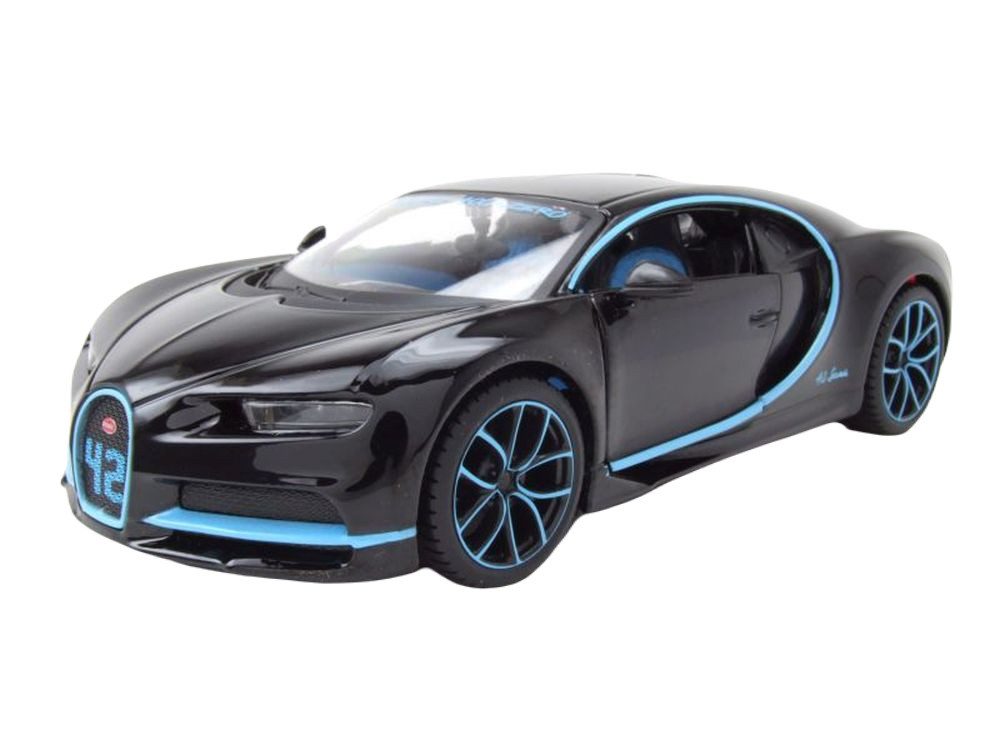 Maisto® Modellauto Bugatti Chiron 2016 schwarz hellblau, Maßstab 1:24