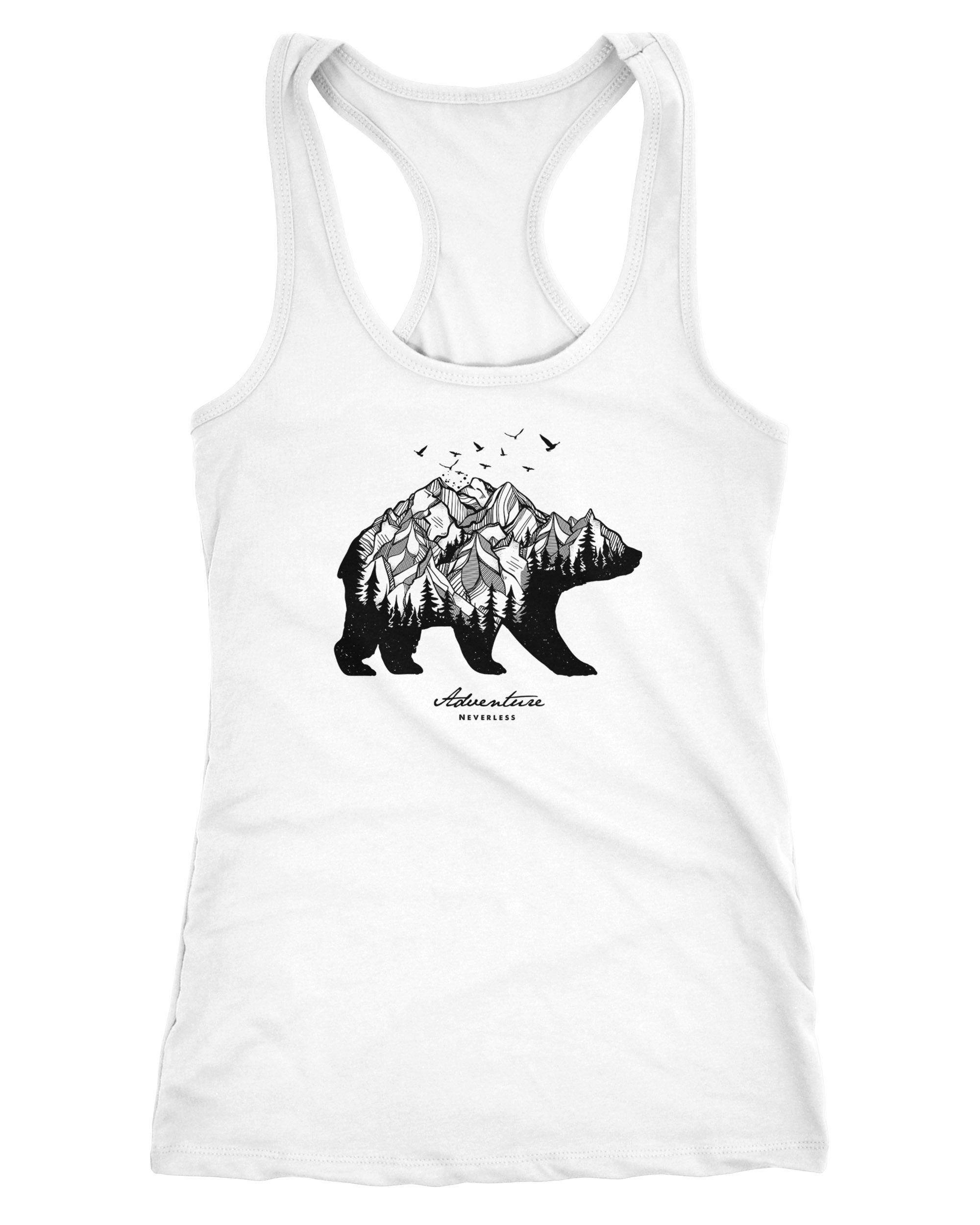 Tanktop Damen Tank-Top Bär Berge Wald Bear Mountains Adventure Racerback Neverless®