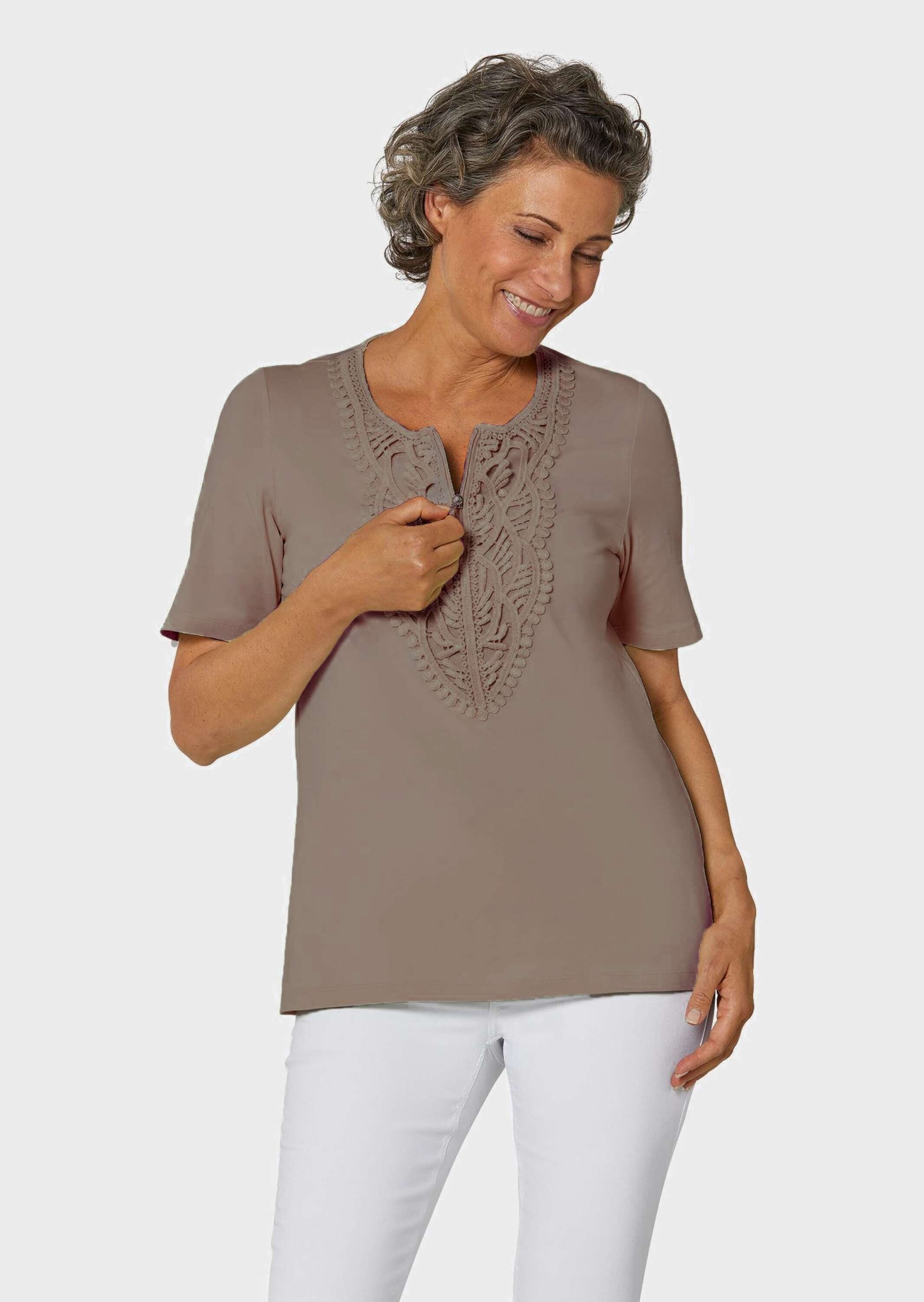 T-Shirt Elegantes Jerseyshirt mit Rundhals