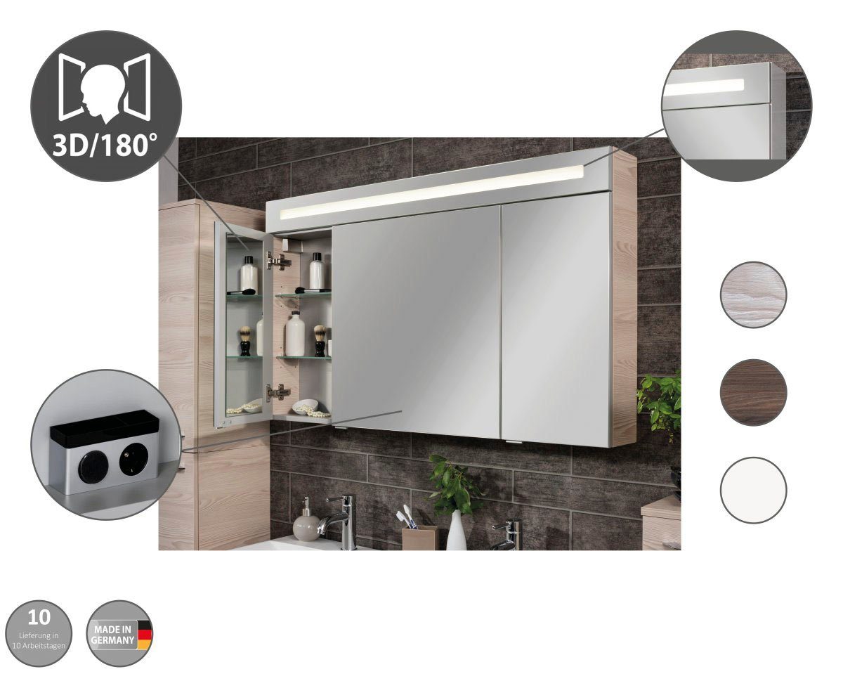 FACKELMANN Spiegelschrank CL 90 - Alaska-Esche Badmöbel Breite 90 cm, 2 Türen, doppelseitig verspiegelt