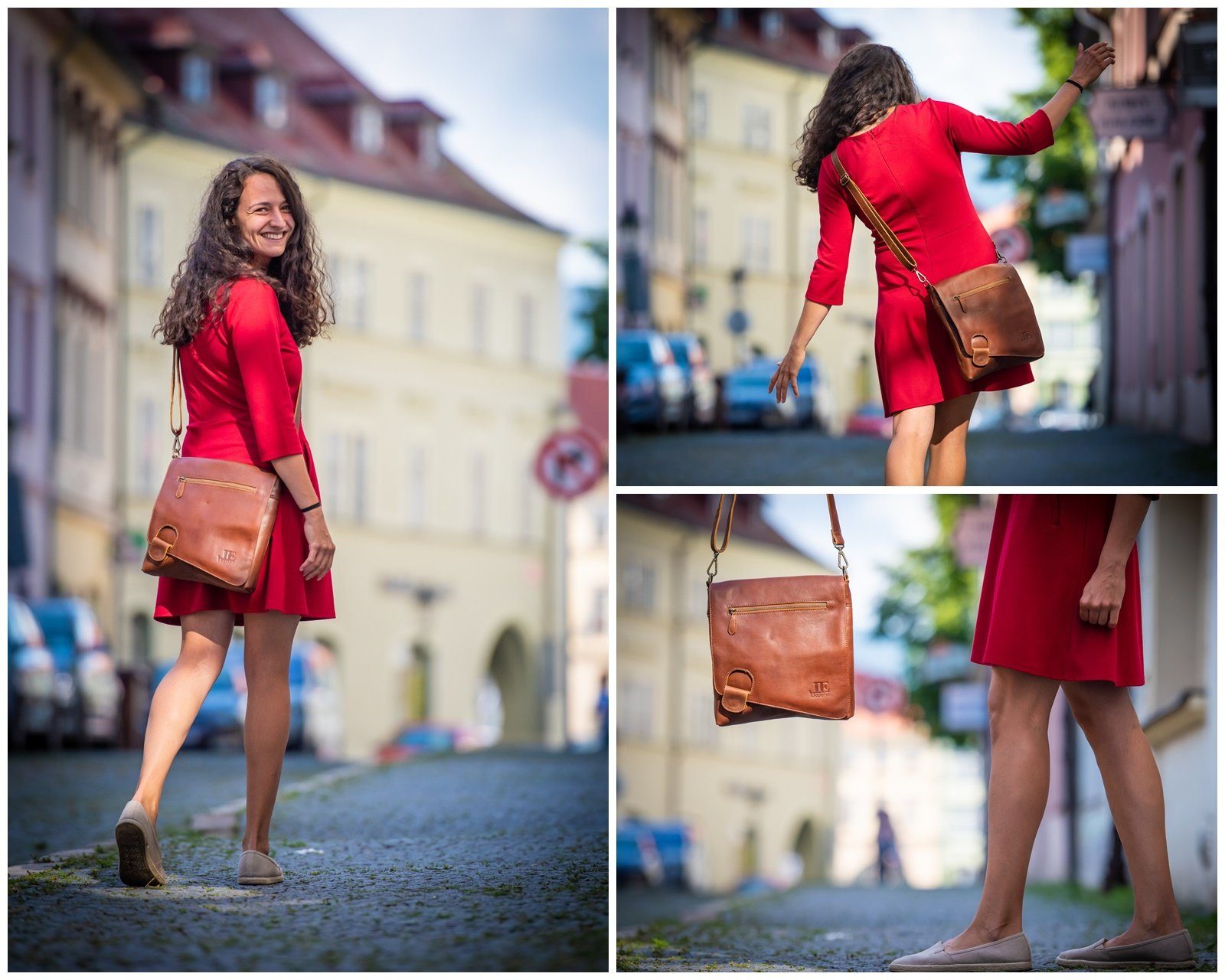 LECONI Umhängetasche Ledertasche Damen Handtasche Schultertasche Echt Leder LE3073, Auffälliger Überschlag - Fächer innen & außen - 29x29x6 cm