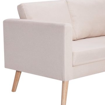 vidaXL Sofa 2-Sitzer-Sofa Stoff Cremeweiß Couch