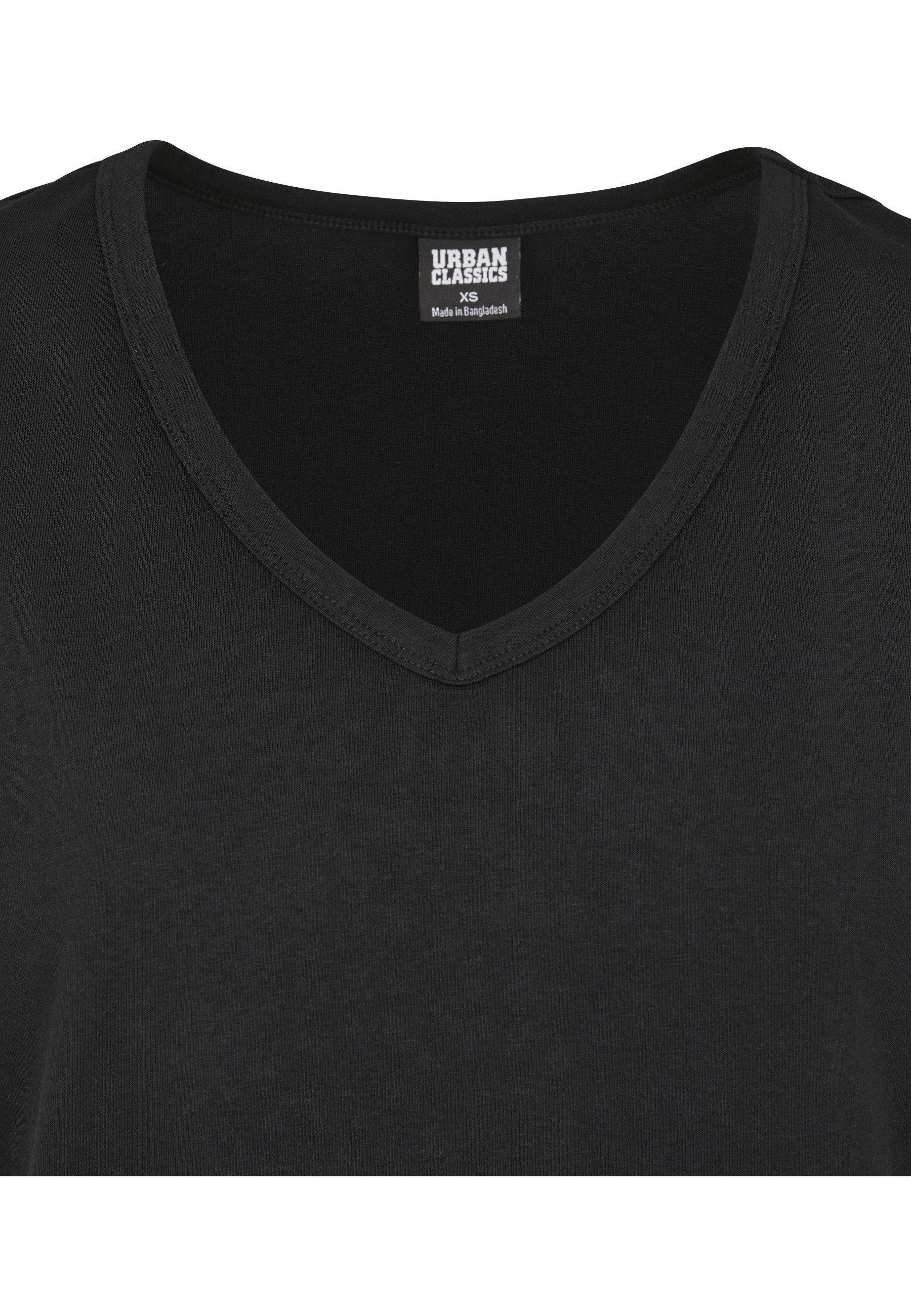 URBAN CLASSICS Kurzarmshirt Urban Classics Damen Ladies Round V-Neck Extended Shoulder Tee (1-tlg)