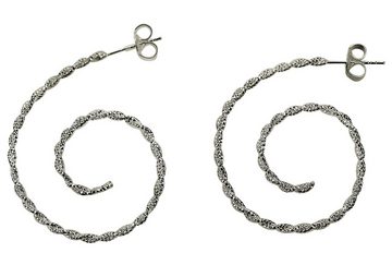 SILBERMOOS Paar Creolen Diamantierte Spiral Creolen, 925 Sterling Silber