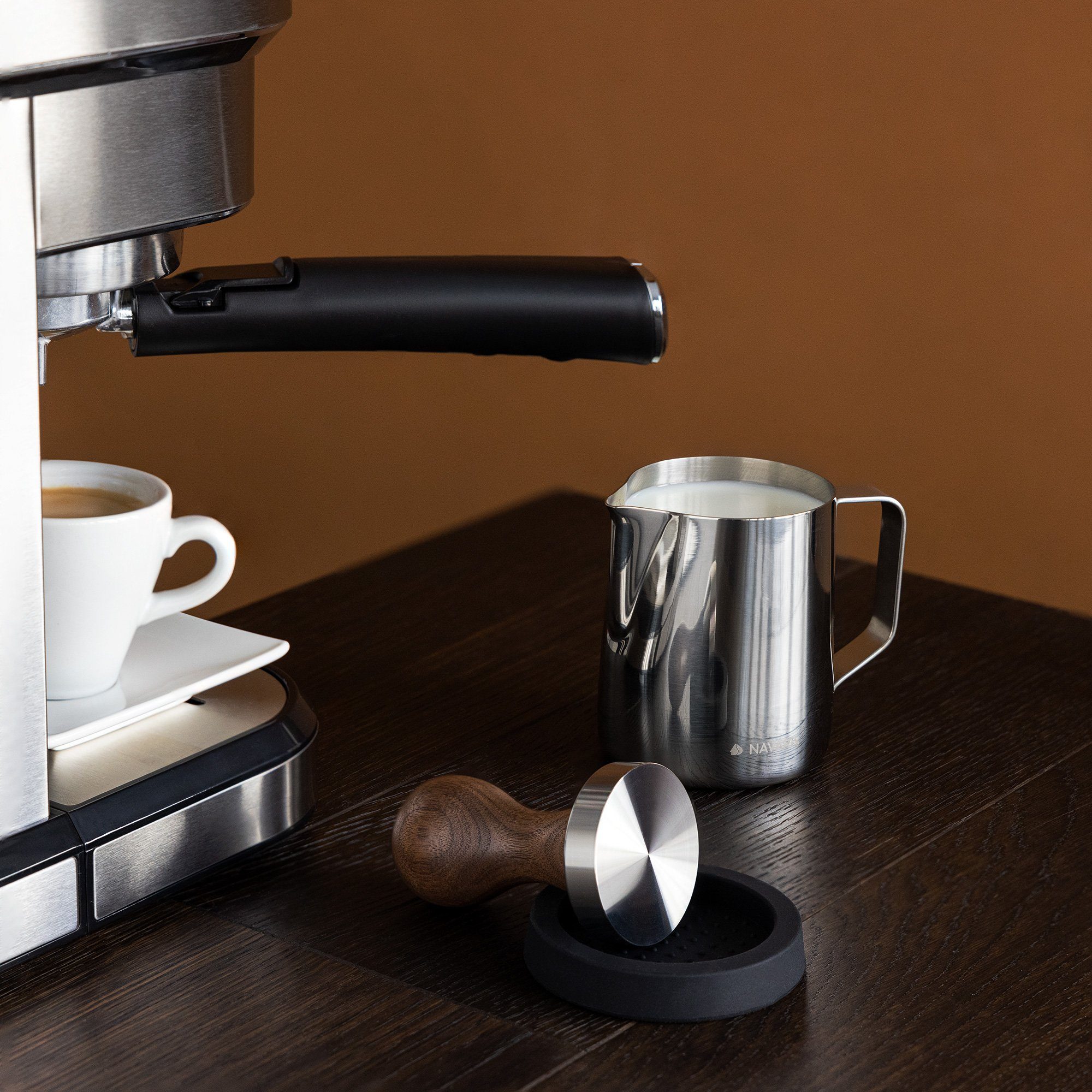51mm Edelstahl für Stampfer Druckbrüh-Kaffeemaschine aus Tamper Navaris Stempel Espresso Kaffee -
