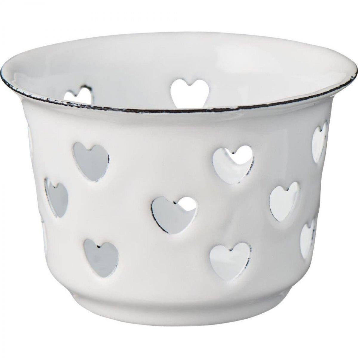 Ib Laursen Kerzenhalter Ib Laursen Teelichthalter Emaille Herz Weiß (5x7,5cm)