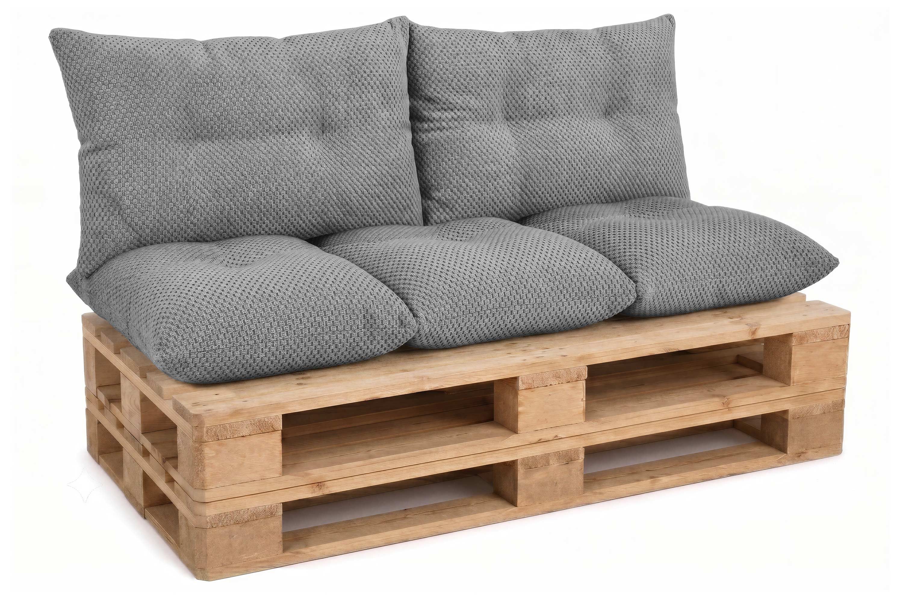 Amilian Palettenkissen Sitzkissen 120x60 cm + 2x Kissen 40x60 cm, 3-teiliges Set Inklusive Füllung für Europaletten Balkon Terrasse
