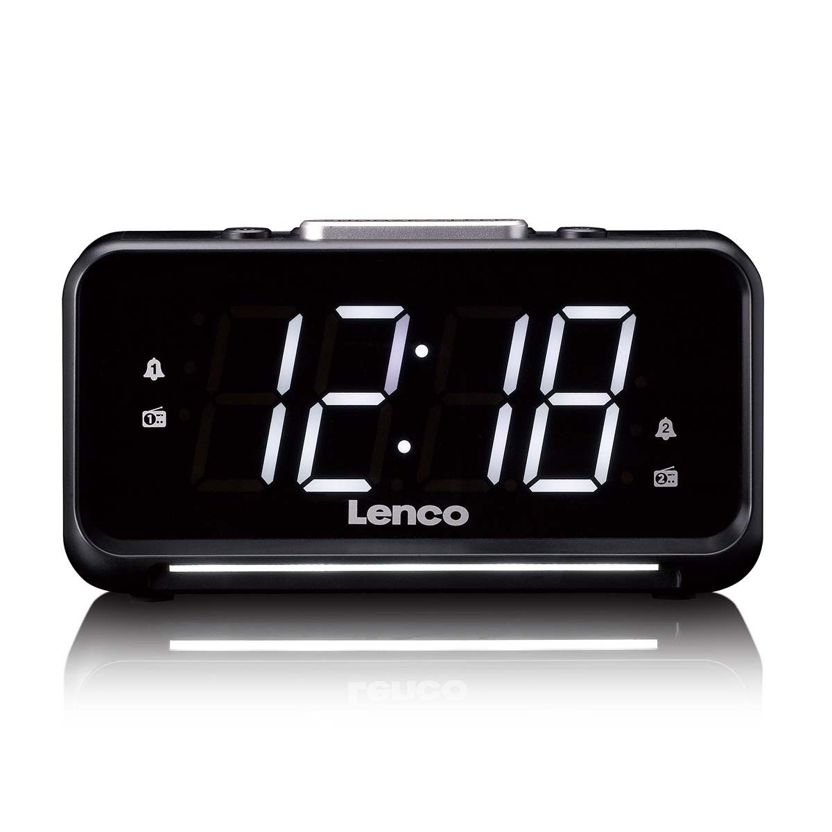 Lenco Radiowecker CR-28BK Dual-Alarm, USB-Ladefunktion, dimmbares Nachtlicht für Schlafzimmer