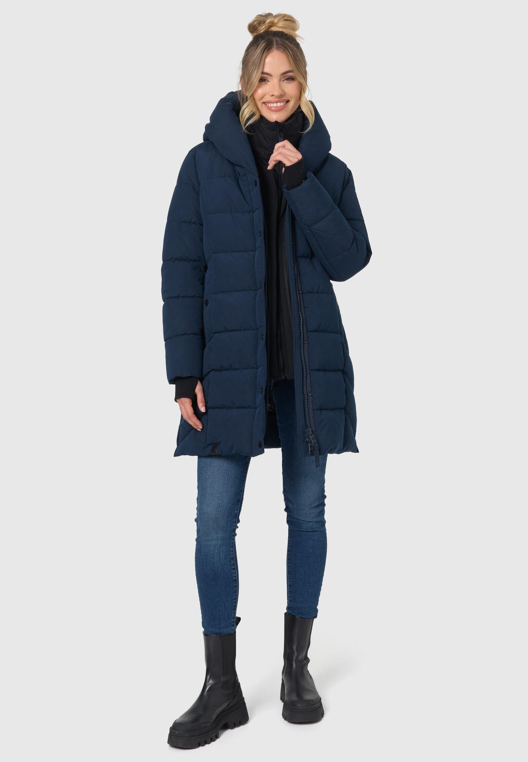 Navahoo Steppmantel Knutschilein Stylischer Damenmantel mit abnehmbarem Fleece-Kragen