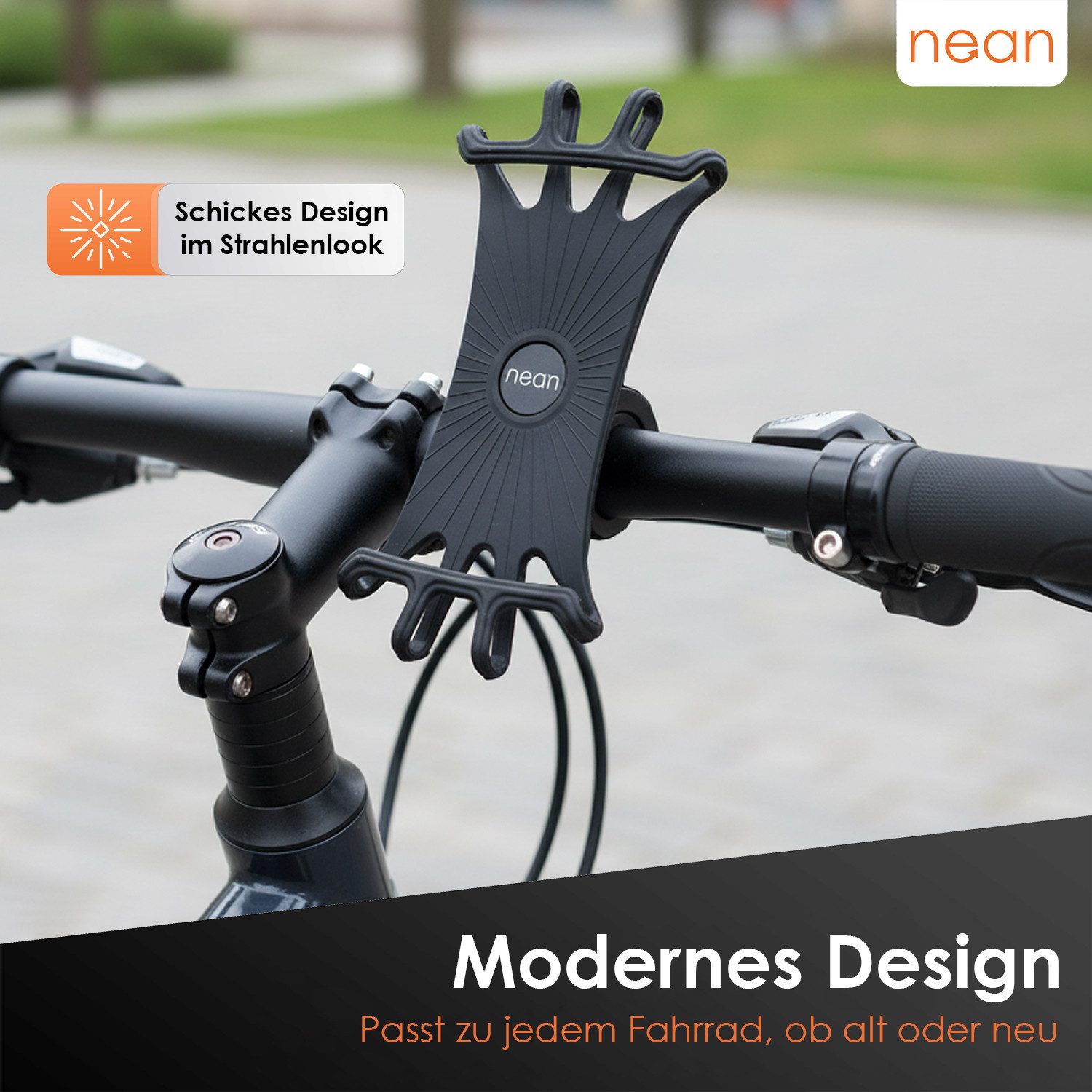nean Handy-Halterung Fahrrad Smartphone Lenker Halterung, (bis 6,5 Zoll, Silikonhalterung, 360° drehbar, schwarz)
