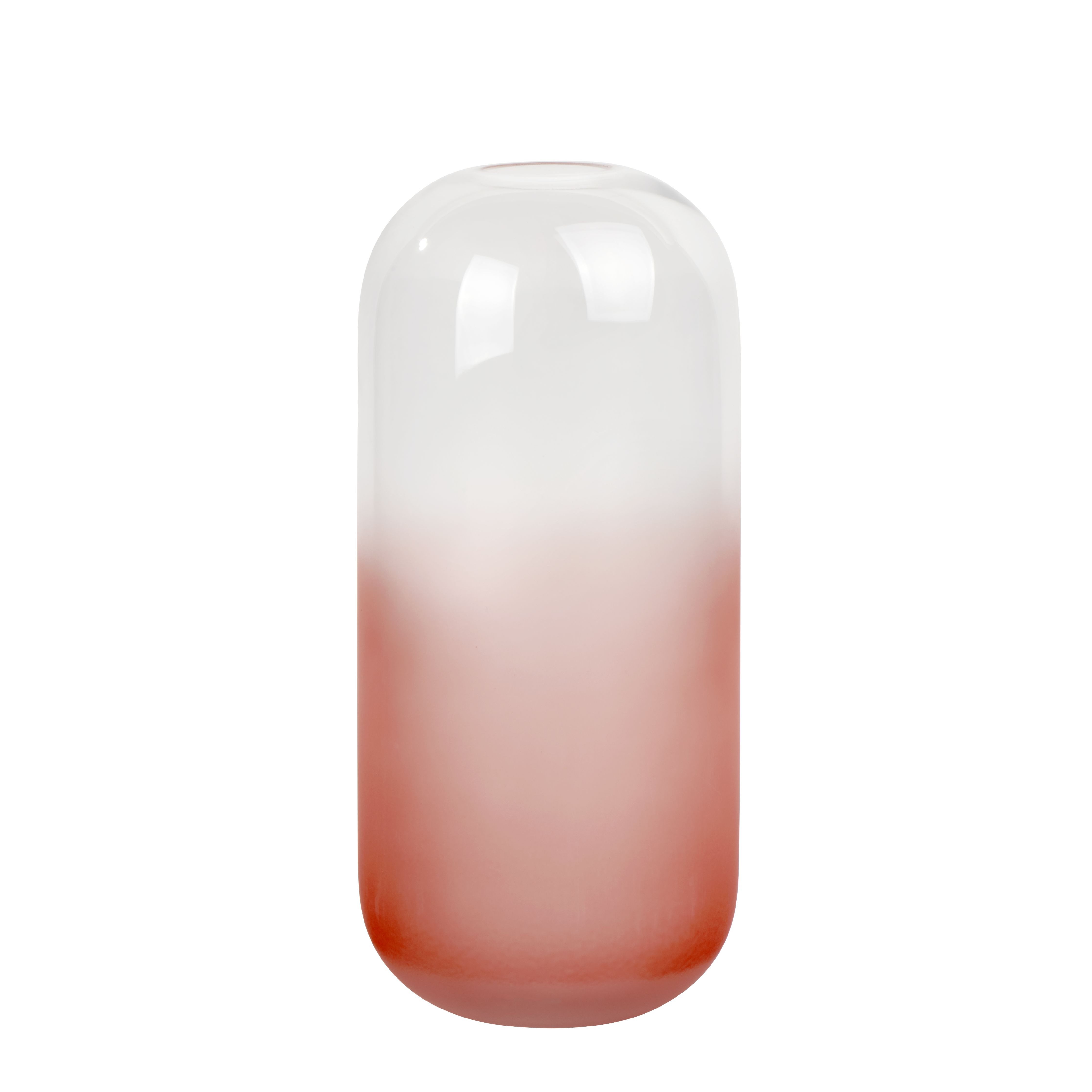 Tischvase Liv Vase, pink, matt/klar Glas, H 28,5 cm D 12 c