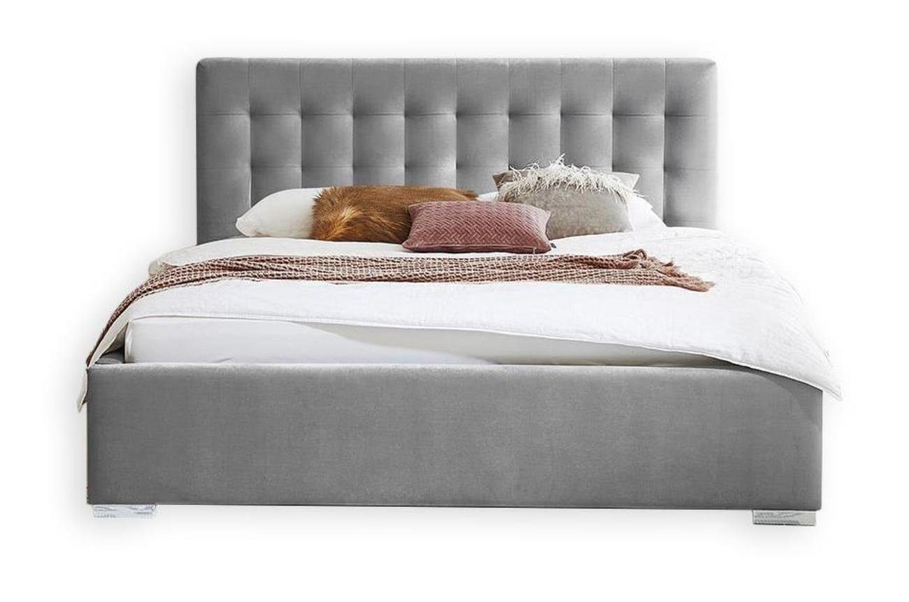 graues Europa Made Bett in eleganter JVmoebel 1x Holzmöbel (1-tlg., Bett), Schlafzimmer doppeltes Design Stoff